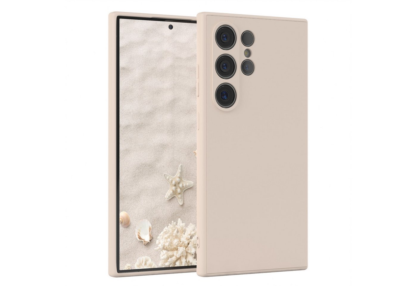EAZY CASE Handyhülle für Samsung Galaxy S24 Ultra Hülle Silikon 6,8 Zoll, Bumper Case Matt Slimcover Silikonschutzhülle elastisch Taupe / Beige
