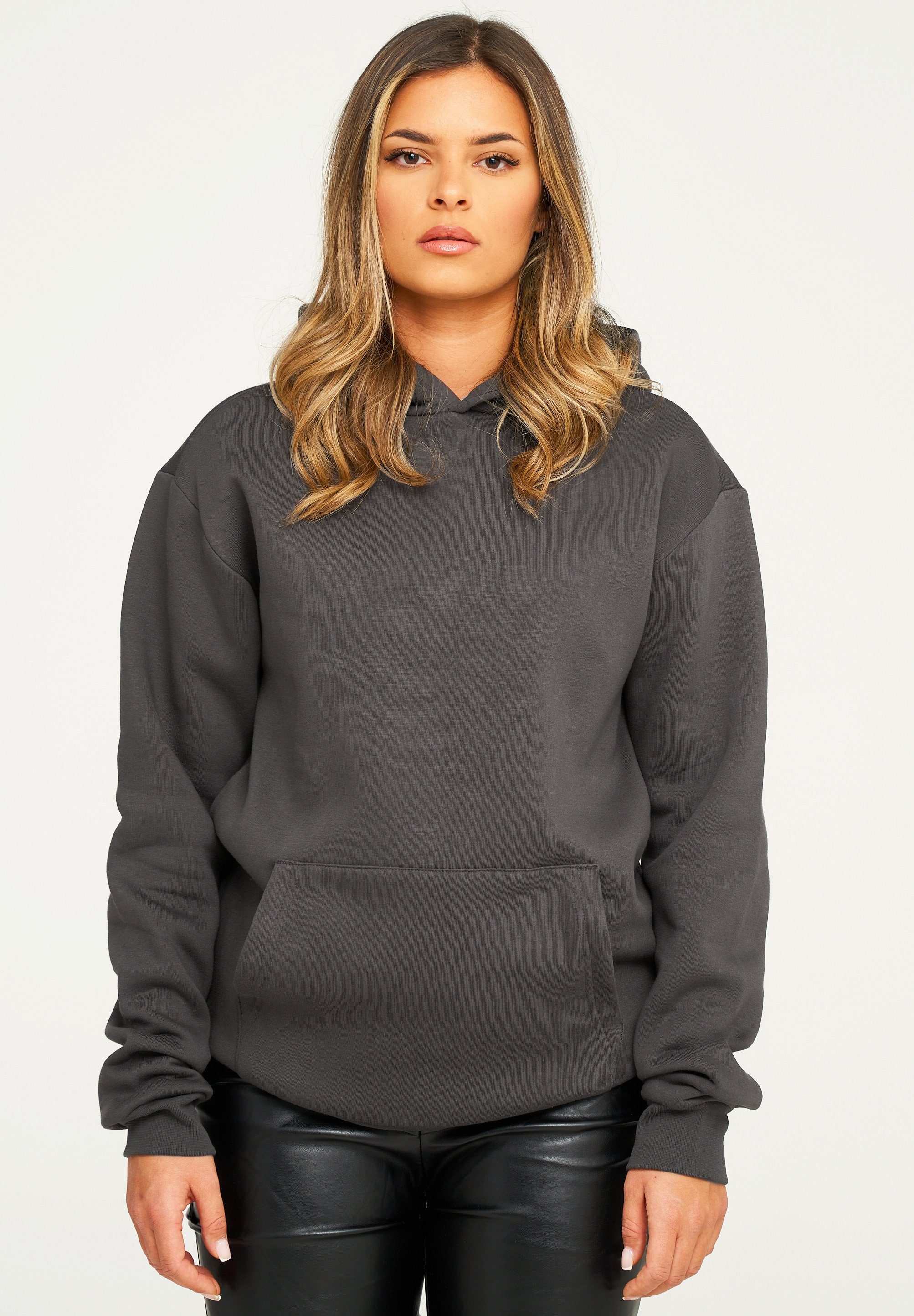 behype Hoodie BHPERTH Damen Basic Oversized Kapuzensweatshirt Raglan Kapuzenpullover Sweater