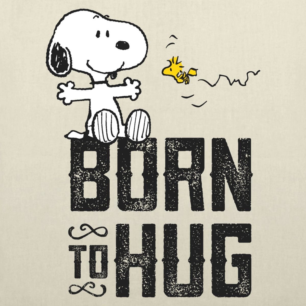 Spreadshirt Henkeltasche Peanuts Snoopy Born To Hug Woodstock Stoffbeutel (1-tlg)