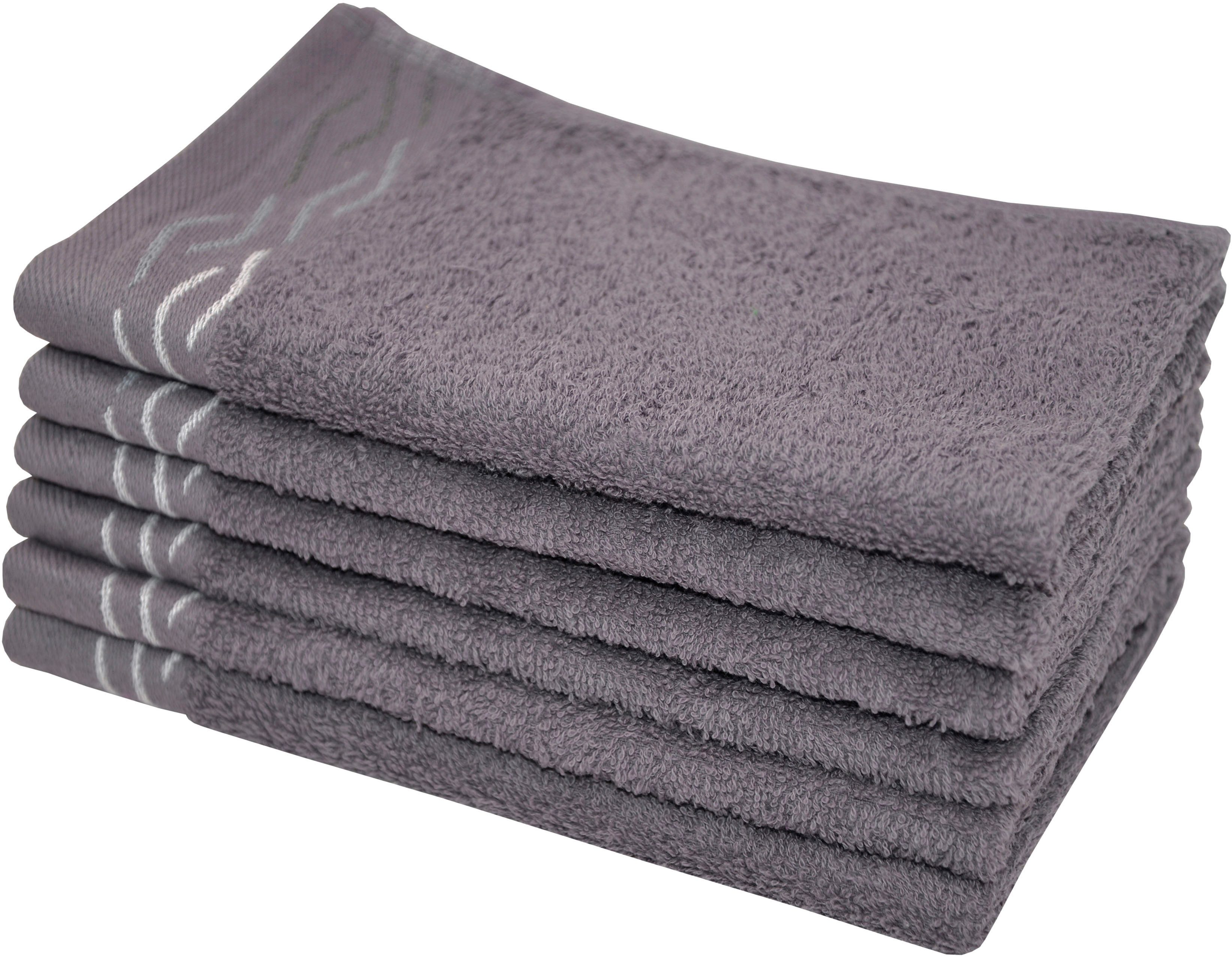 Dyckhoff Gästehandtücher Wave, Frottier (Set, 6-St), mit Jacquard-Bordüre