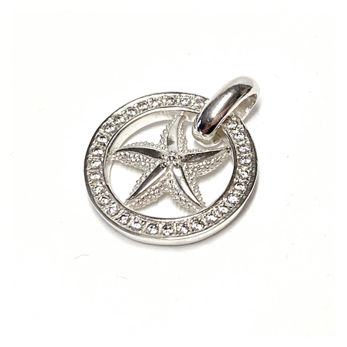 Edelschmiede925 Charm-Einhänger Seestern als Kettenanhänger in 925/- Sterling Silber mit Zirkonia