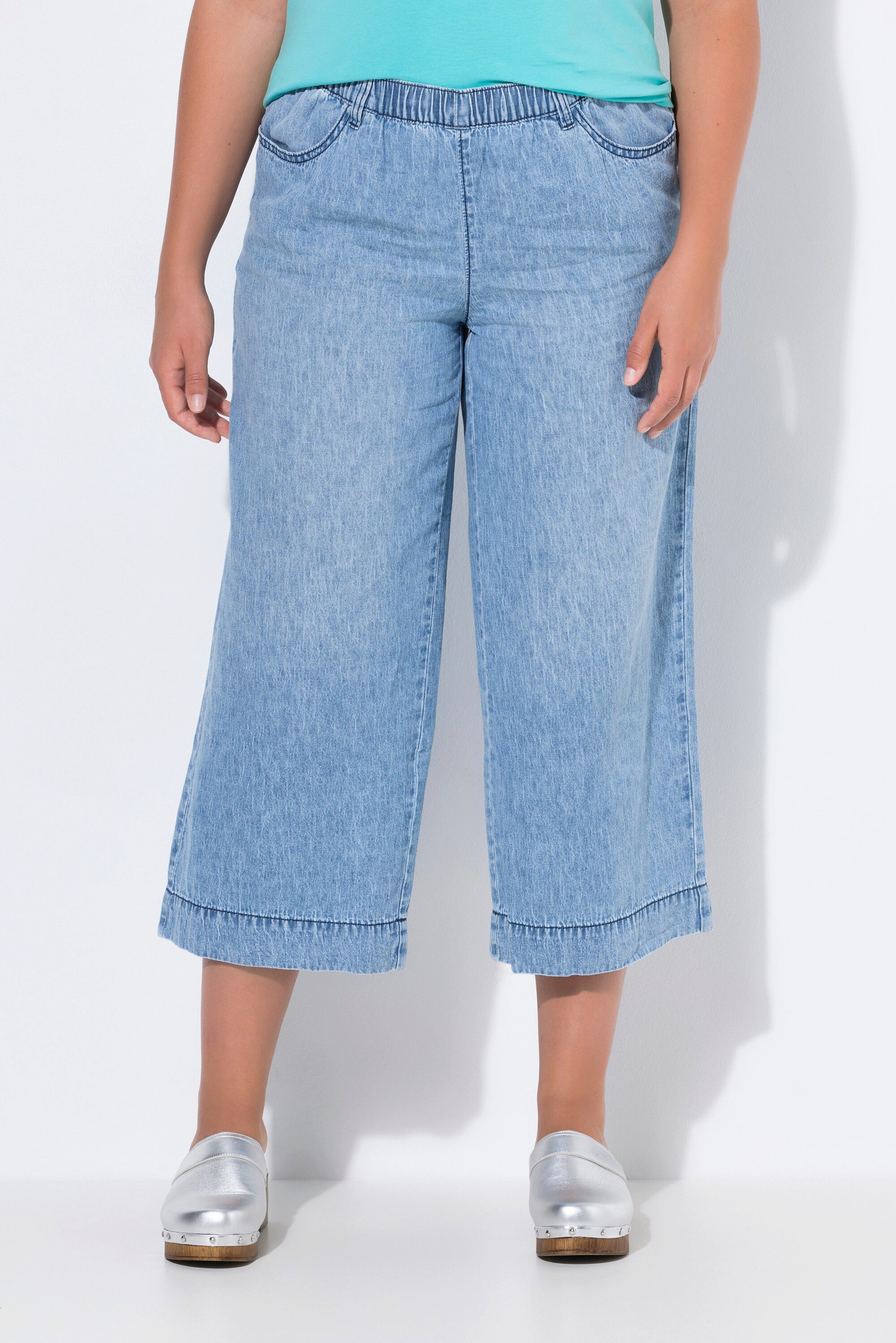 Laurasøn Regular-fit-Jeans Leinenmix-Culotte wadenlang weites Bein günstig online kaufen
