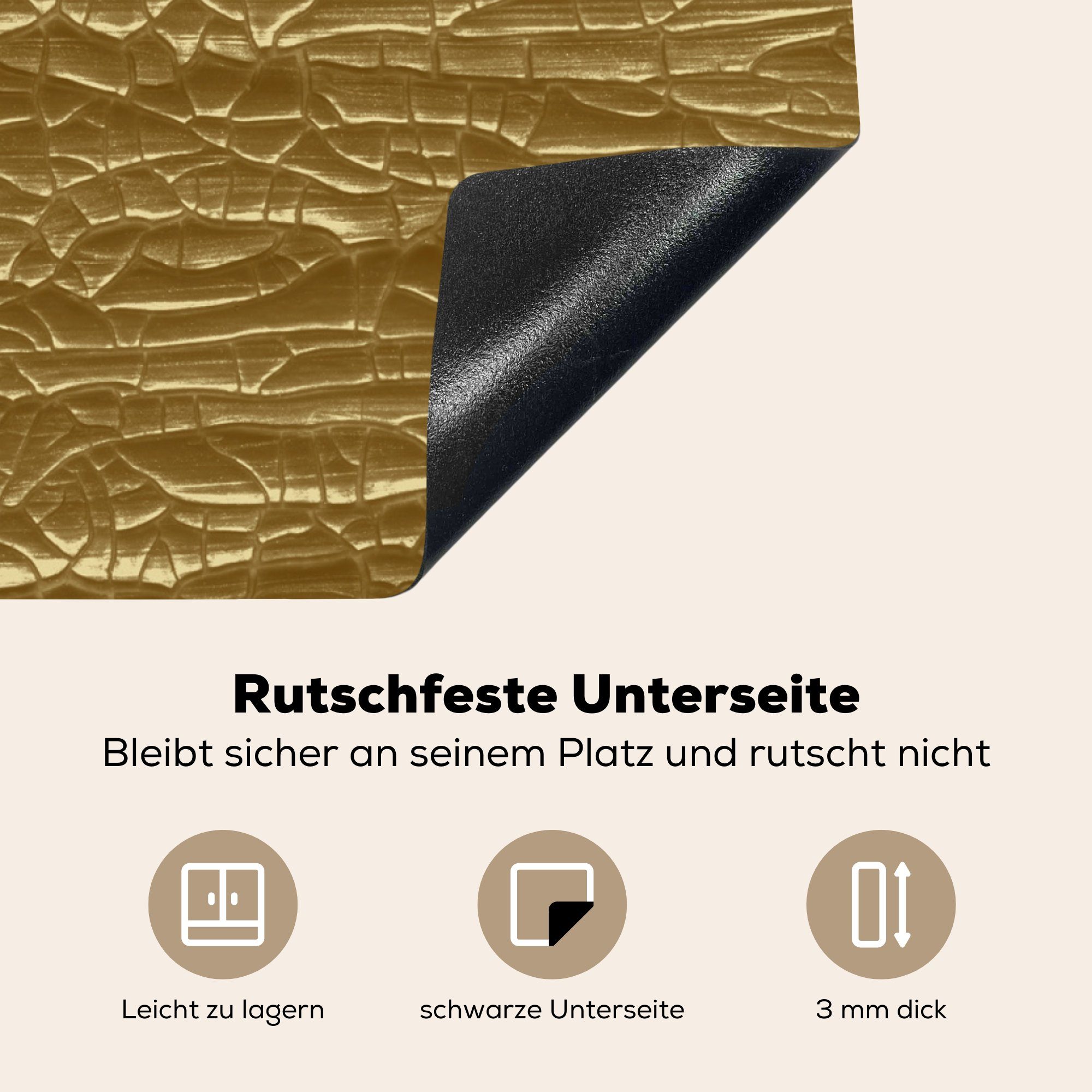 MuchoWow Herdblende-/Abdeckplatte Gold 78x78 - Ceranfeldabdeckung, Arbeitsplatte cm, Abstrakt, küche für (1 - tlg), Farbe Vinyl