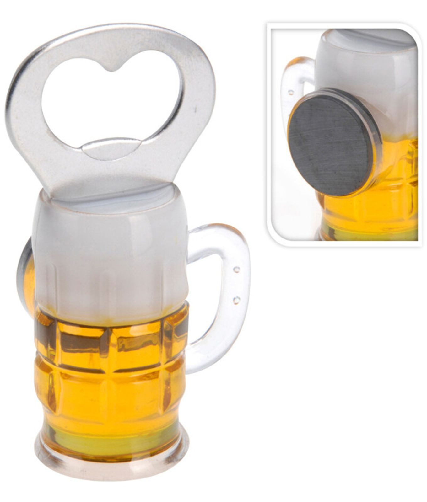 BURI Flaschenöffner Flaschenöffner in Bierkrug-Optik mit Magnet Edelstahl Kronkorkenöffner – Bild 2 von 2