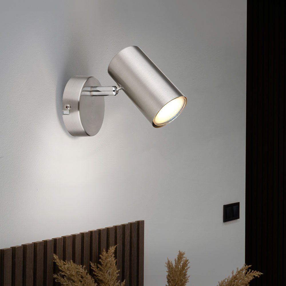 GLOBO LIGHTING Wandleuchte, Leuchtmittel nicht inklusive, Spotleuchte Wandlampe Wandstrahler Spot schwenkbar GU10 nickel-matt