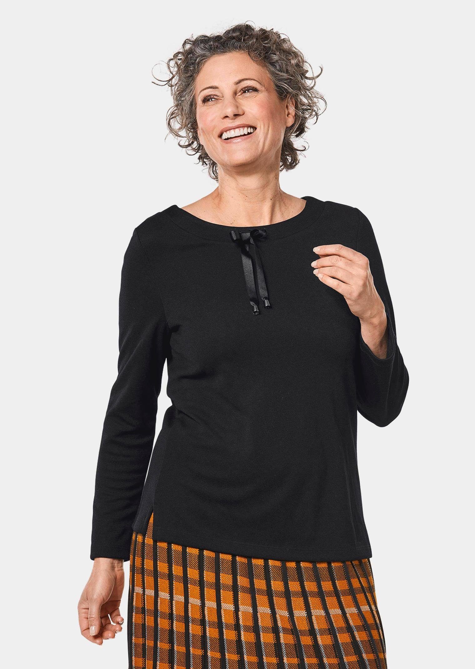 Print-Shirt Sweatshirt mit halsfernen Kragen und Tunnelzug