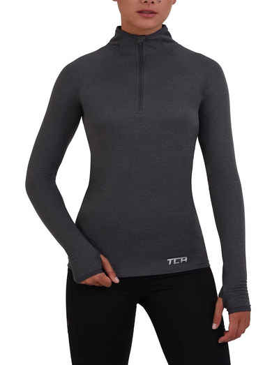TCA Langarmshirt Damen Sport Shirt Langarm Laufshirt Fitness Yoga - Hellgrau (1-tlg)