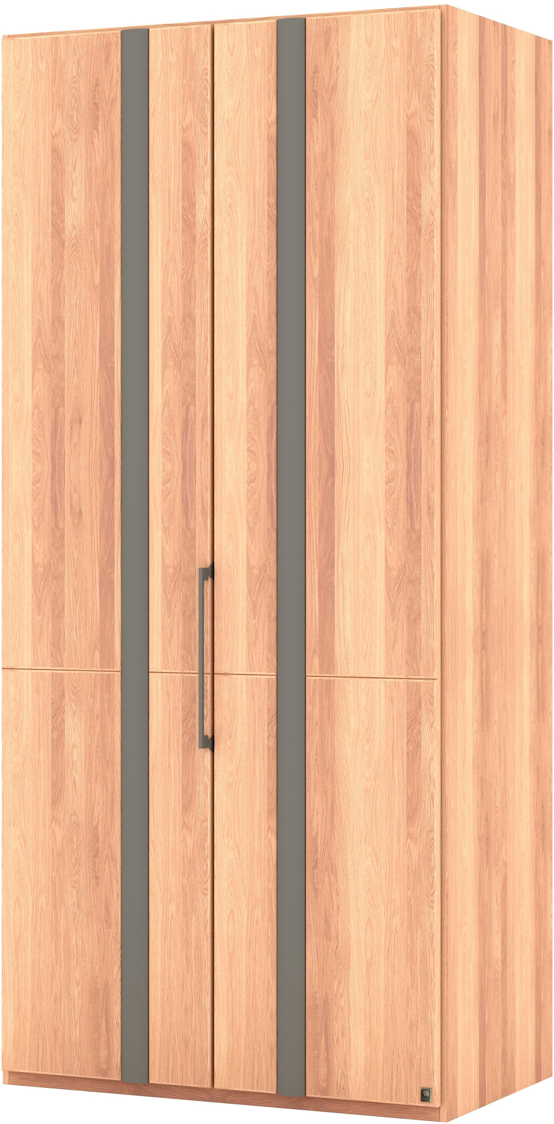 Musterring Kleiderschrank Sorrent, Kleiderschrank, teilmassiv Eiche (mit Türdämpfern, in 5 Breiten & 2 Höhen, extra Böden, MADE IN GERMANY) Türen in Eiche massiv mit Absetzung in Schiefer, verschiedene Maße