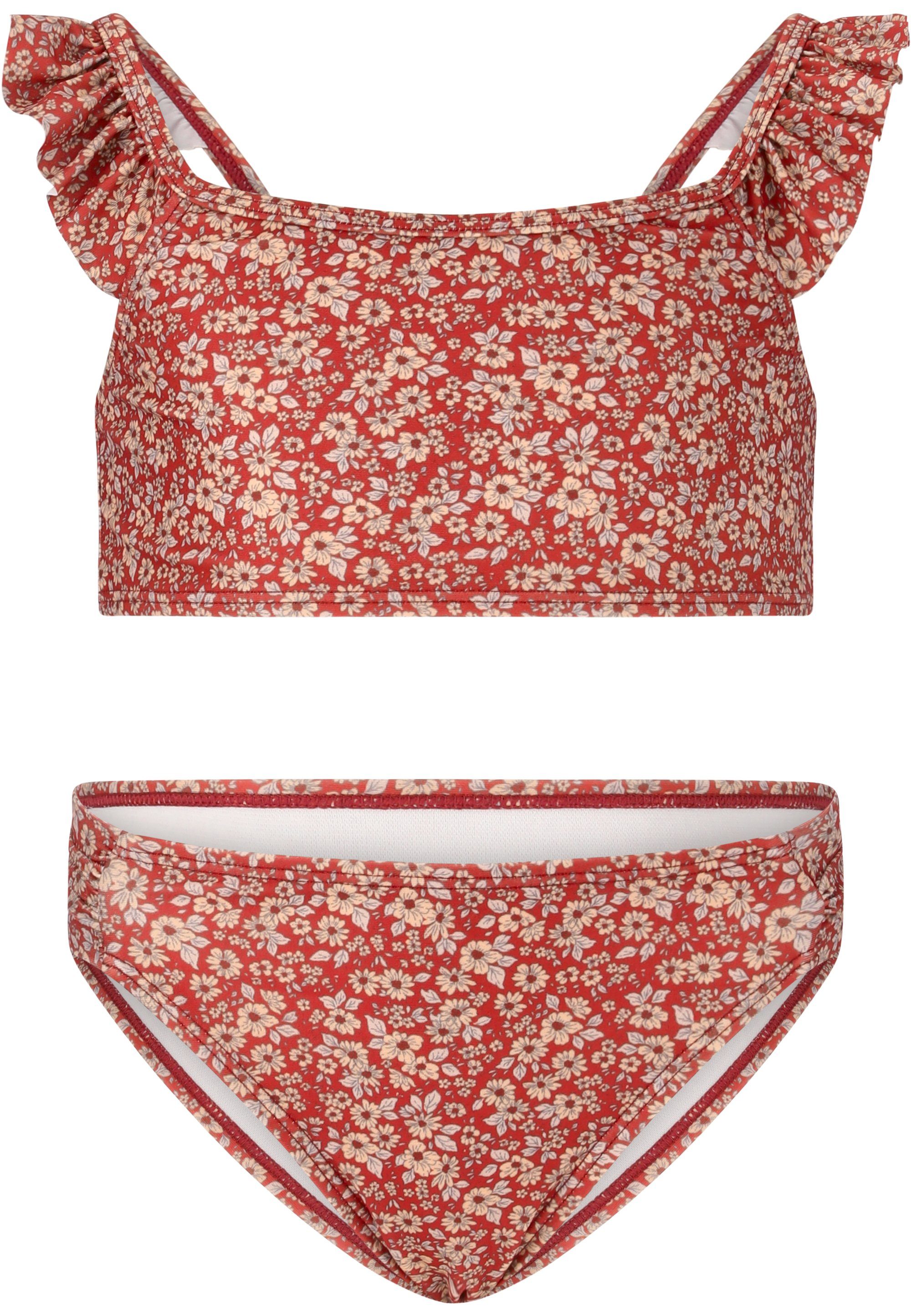 Balconette-Bikini Rüschendetail ZIGZAG rot-goldfarben Carly mit stylischem