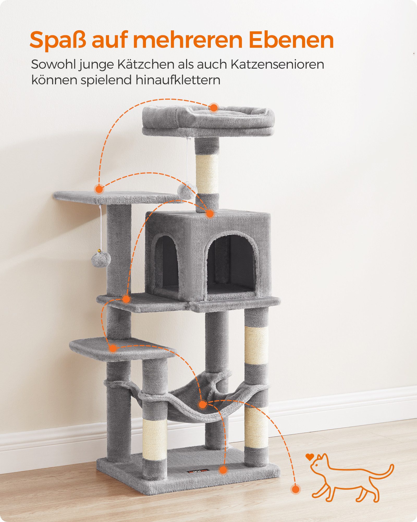 FEANDREA Kratzbaum, Katzenbaum, mit Hängematte und günstig online kaufen