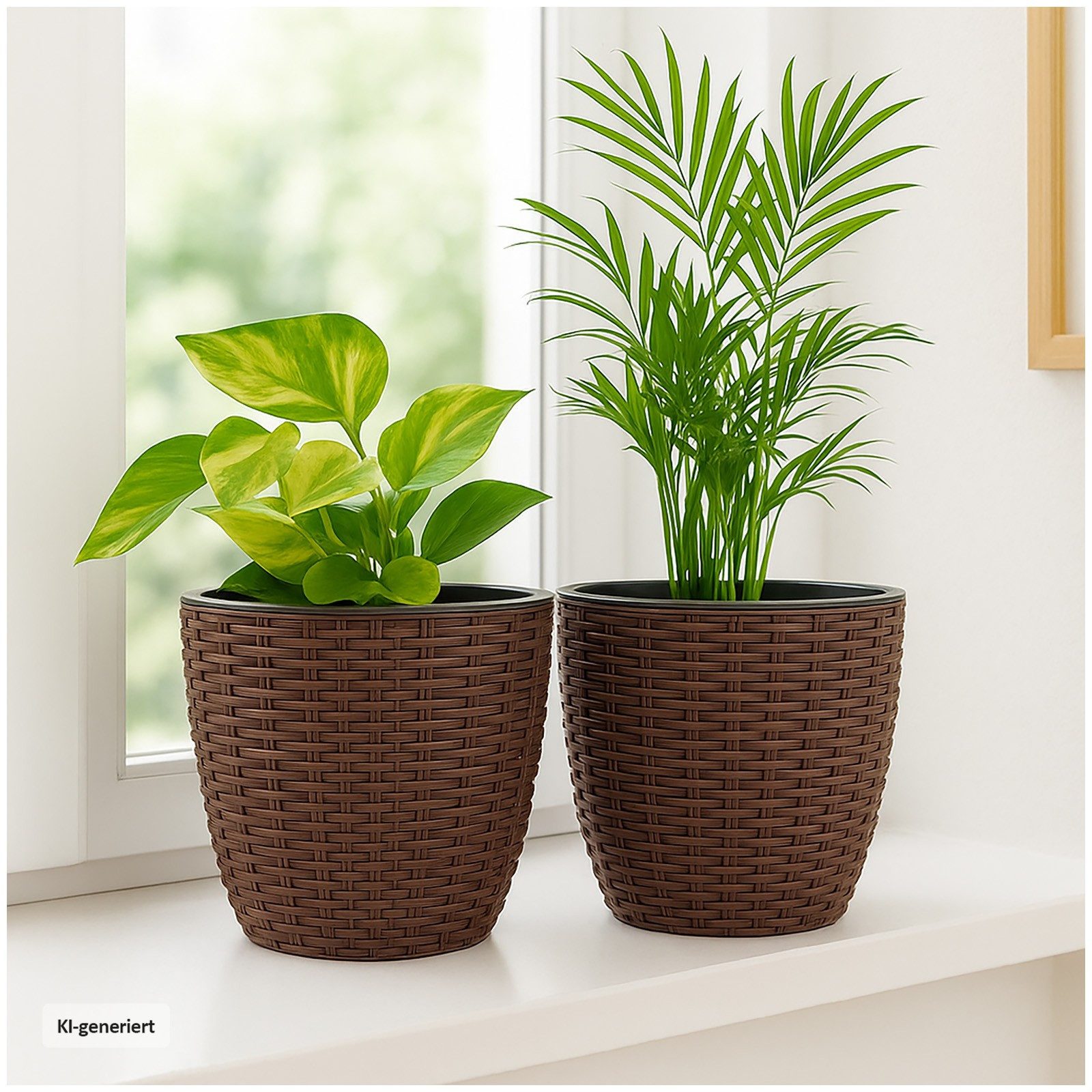 HTI-Living Blumentopf Blumentopf Hydro Ø 21 cm 2er Set Nessa Braun (Set, 2 St., 2 Hydrotöpfe), mit Wasserspeicher und Wasserstandsanzeiger