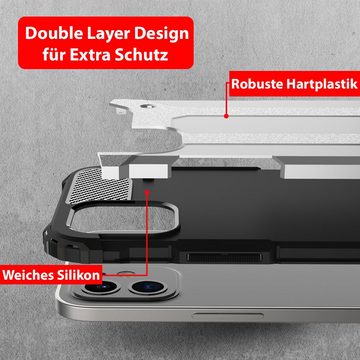 FITSU Handyhülle Outdoor Hülle für iPhone 12 Schwarz, Robuste Handyhülle Outdoor Case stabile Schutzhülle mit Eckenschutz