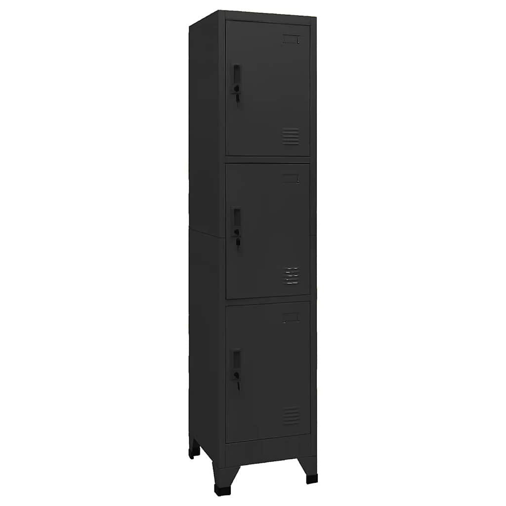 vidaXL Fächerschrank Schließfachschrank Schwarz 38x45x180 cm Stahl (1-St)