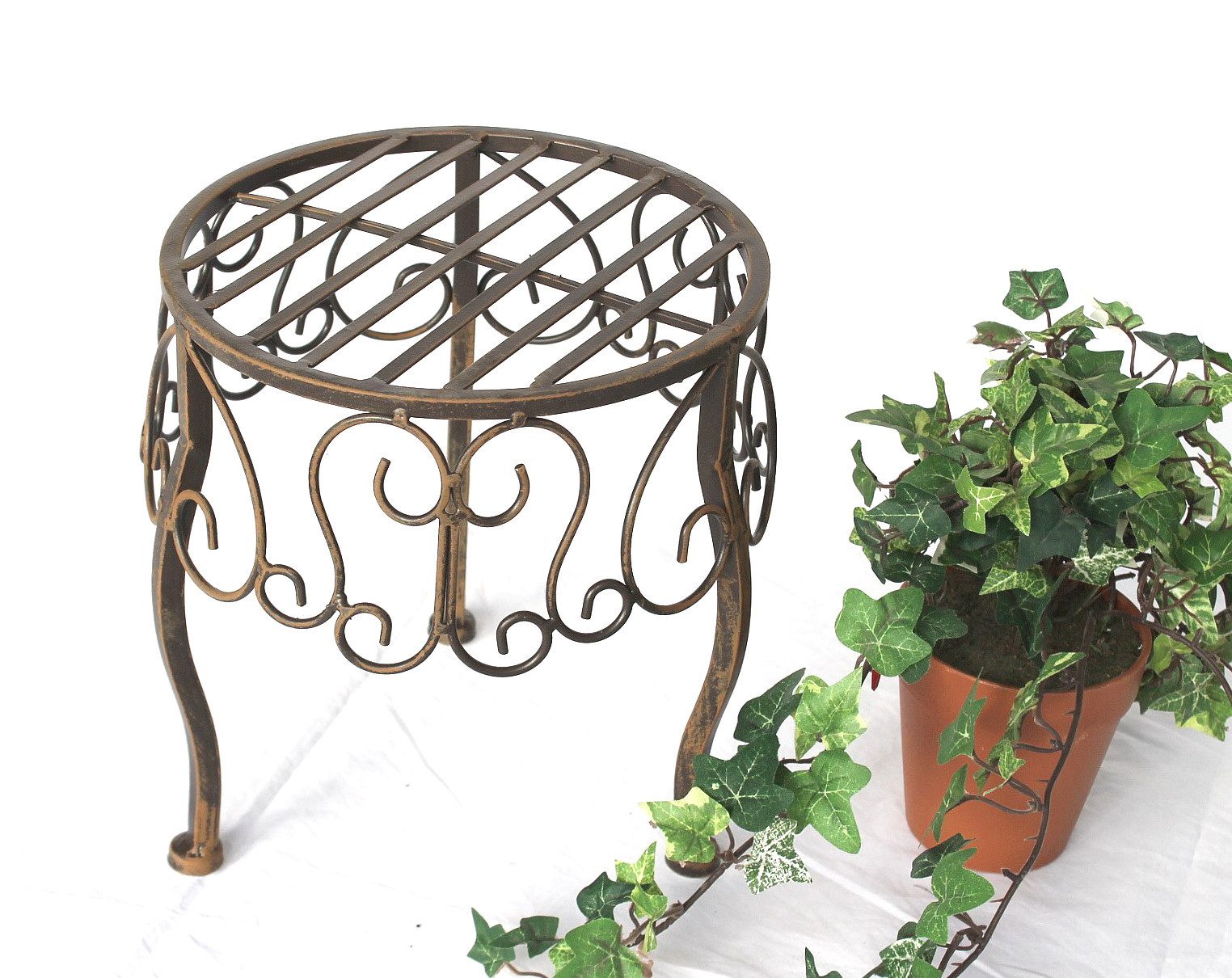 DanDiBo Blumenhocker Metall Braun Rund Blumenständer 140129 Beistelltisch P günstig online kaufen