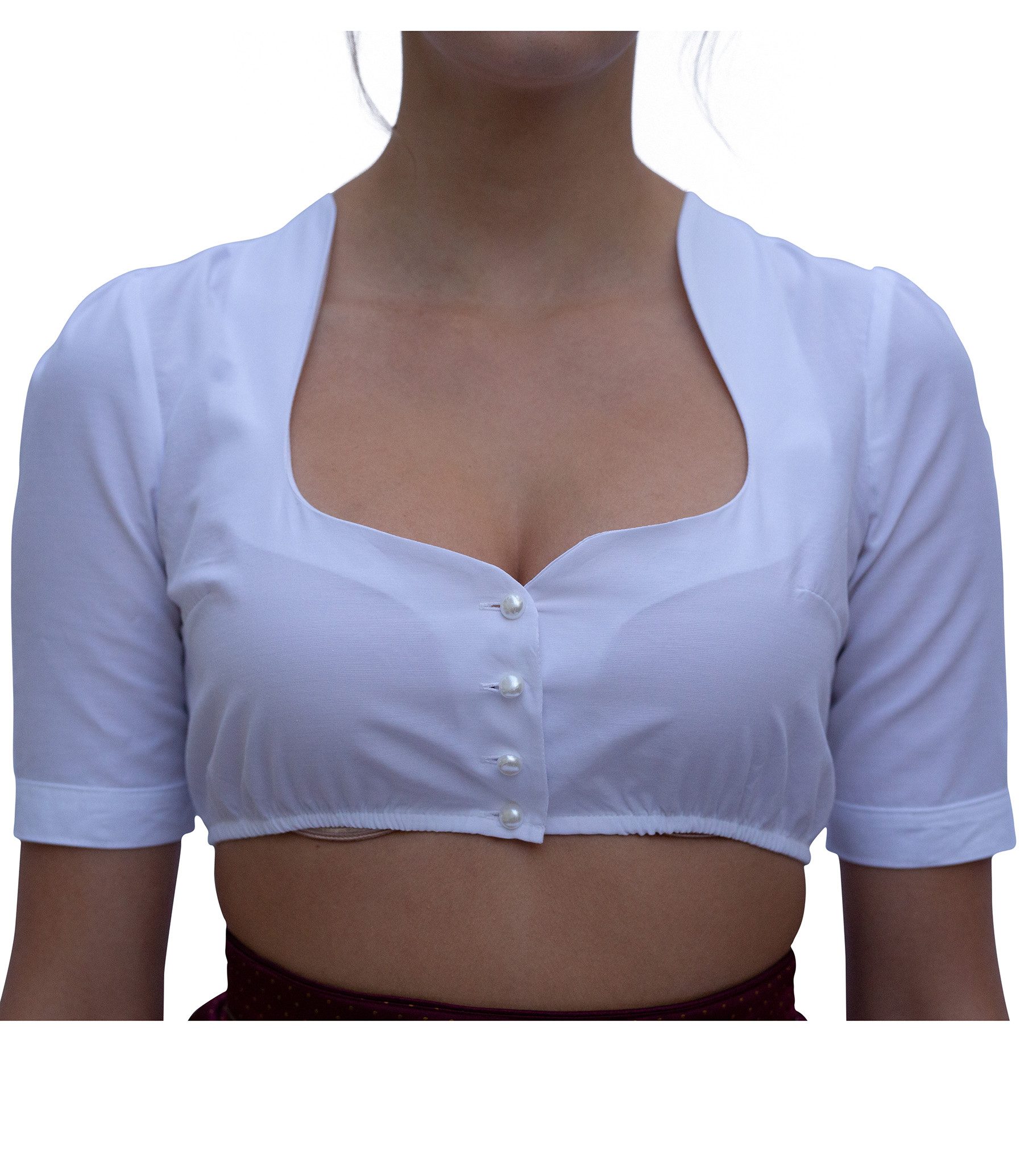 Dirndlbluse B-12GT Golden Trachten Trachtenbluse Kurzärmlig Weiß
