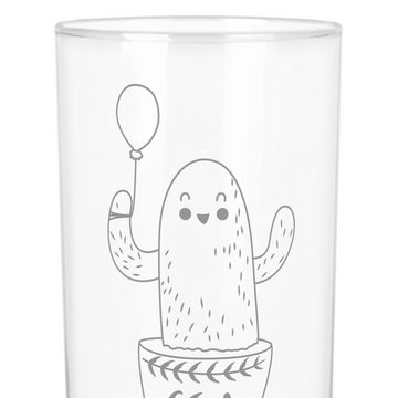 Mr. & Mrs. Panda Glas 200 ml Kaktus Luftballon - Transparent - Geschenk, Wasserglas, Glas, Premium Glas, Einzigartige Gravur