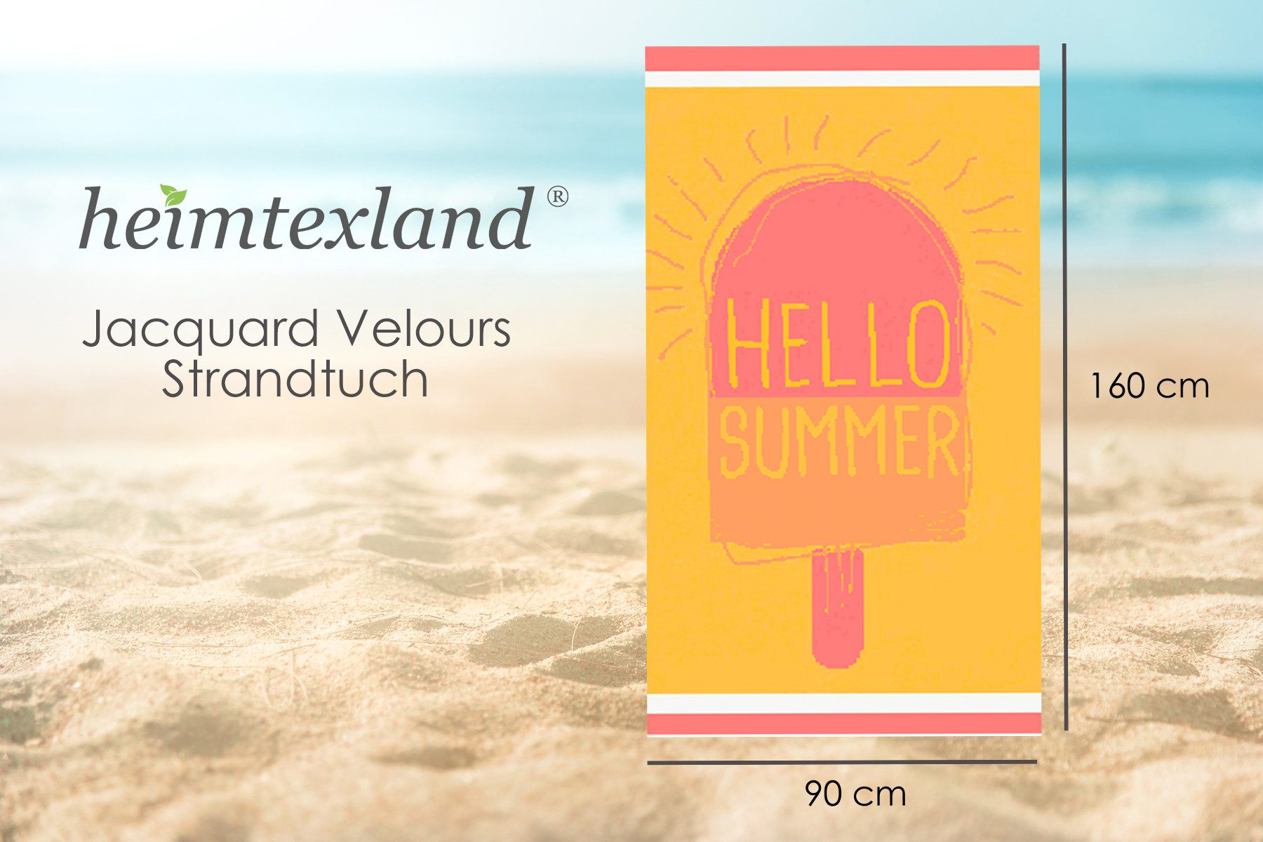 heimtexland Strandtuch Badetuch Handtuch Duschtuch Sommer XL 90x160 cm, Jacquard Velours (Stück, 1-St), weicher Jacquard Velours mit saugstarker Frottier Rückseite