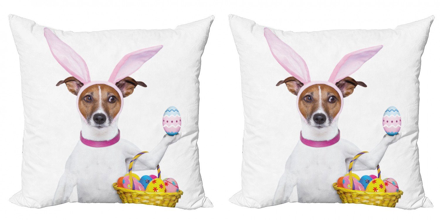 Kissenbezüge Modern Accent Doppelseitiger Digitaldruck, Abakuhaus (2 Stück), Ostern Hund als Osterhase