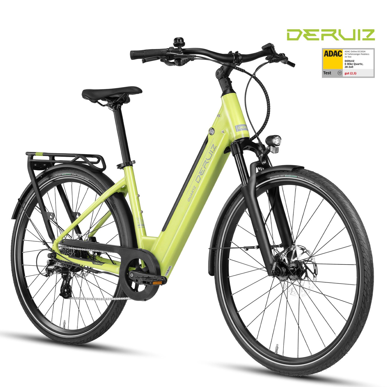 DERUIZ E-Bike Cityrad Quartz E-Bike 28 Zoll Tiefeinsteiger Torque-Sensor, 8 Gang Shimano Altus RD-M310 Schaltwerk, Kettenschaltung, Heckmotor, 644 Wh, (Federgabel mit Lockout Farb-LCD-Display Drehmomentsensor)