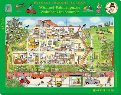 Gerstenberg Verlag Puzzle Wimmel-Rahmenpuzzle Sommer Motiv Wohnhaus, Puzzleteile