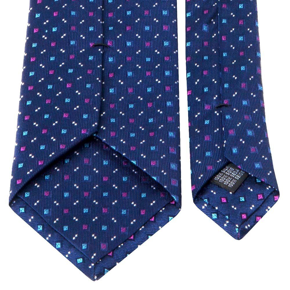 (8cm) Muster Krawatte Seiden-Jacquard Marineblau geometrischem mit Breit BGENTS Krawatte