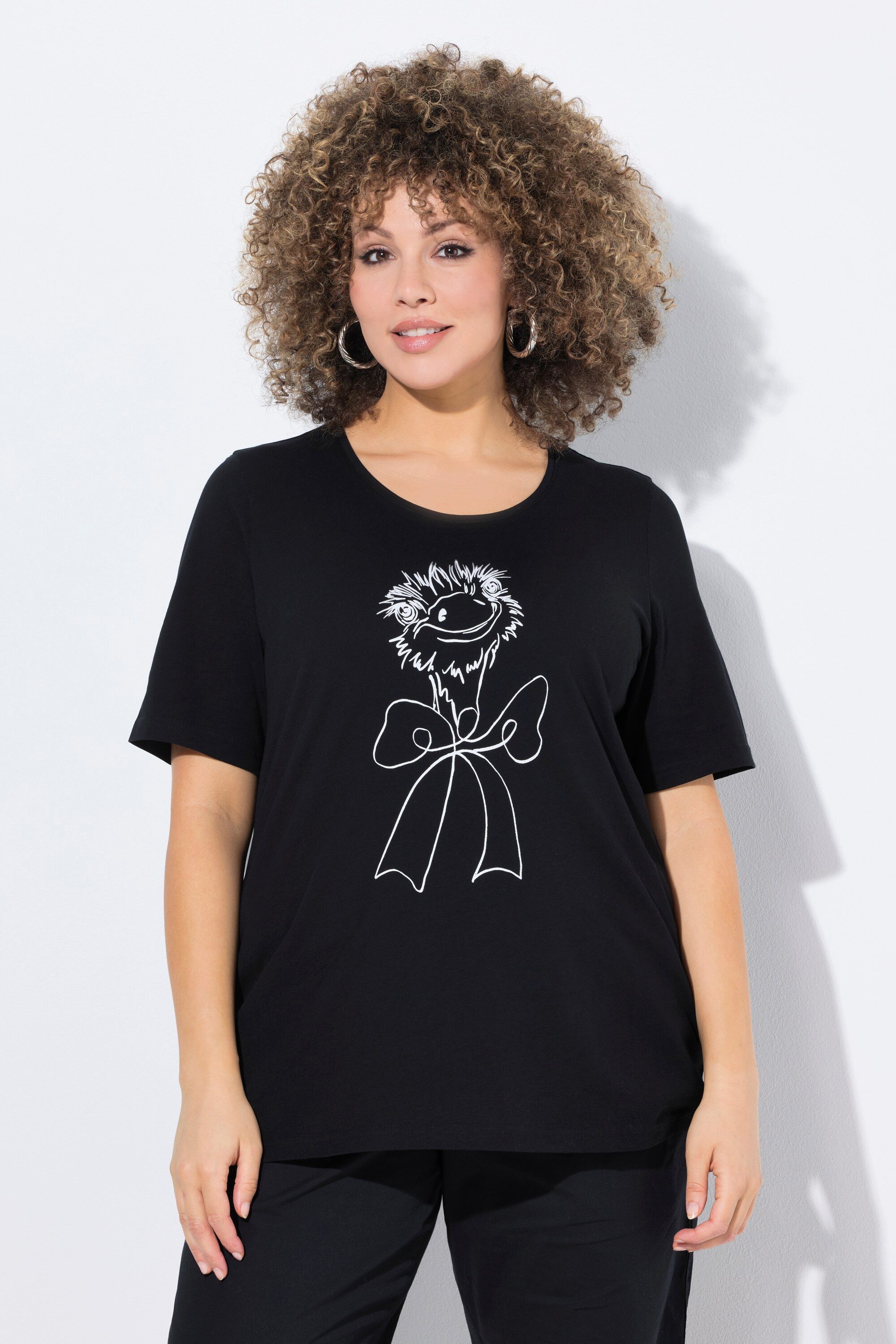 Ulla Popken T-Shirt T-Shirt Strauß Classic Rundhals Halbarm günstig online kaufen