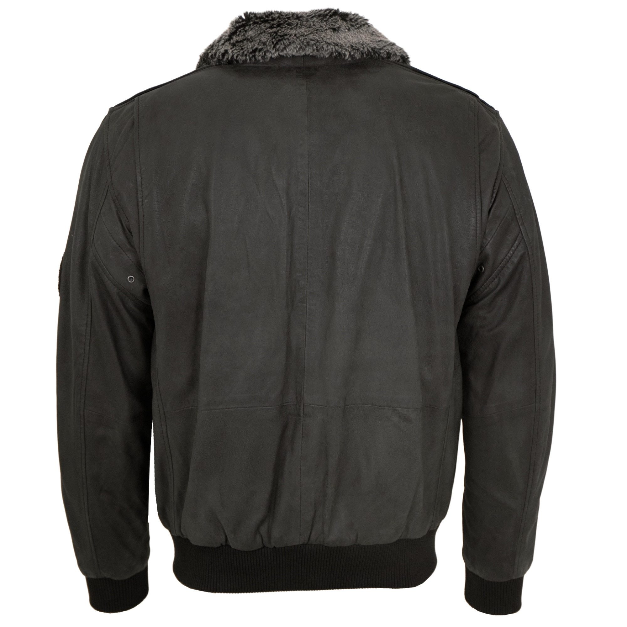 Maddox Lederjacke Laslo Maddox - Herren Lederjacke Fliegerjacke Lammnubuk schwarz