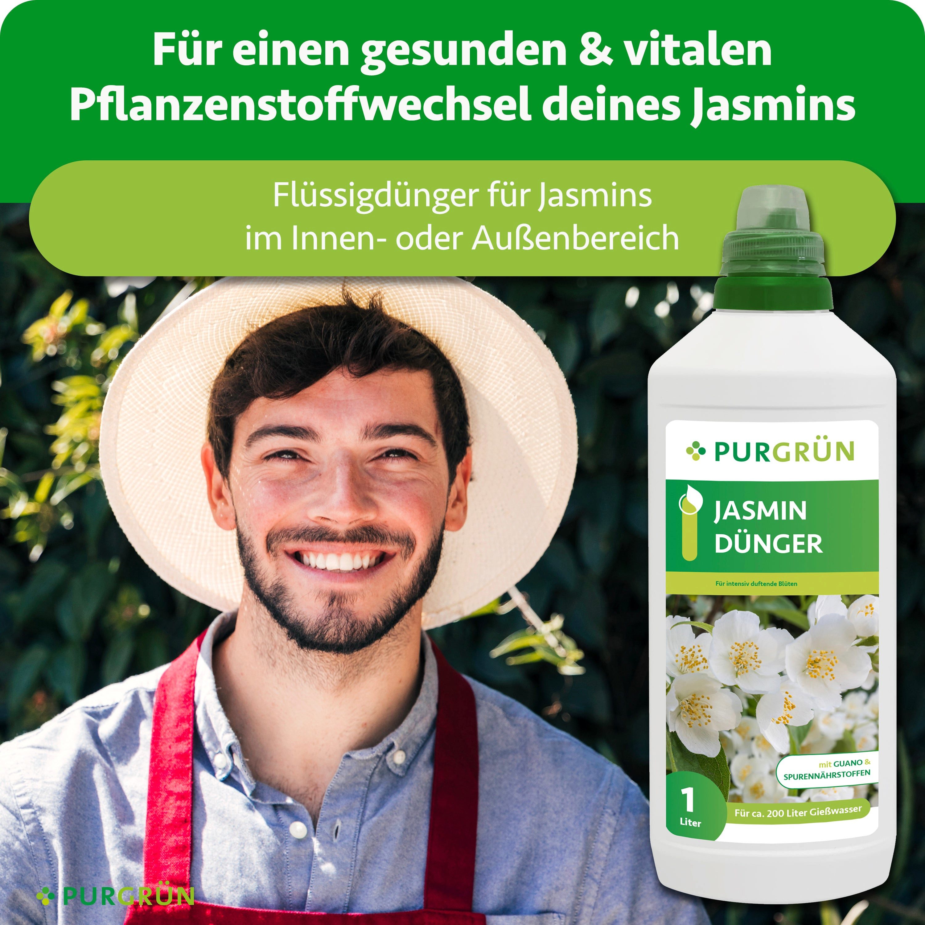 Purgrün Blumendünger Jasmin Dünger, NPK 5+7+8, Guano, 1 Liter, Flüssigdünger, 1-St., 1 Liter