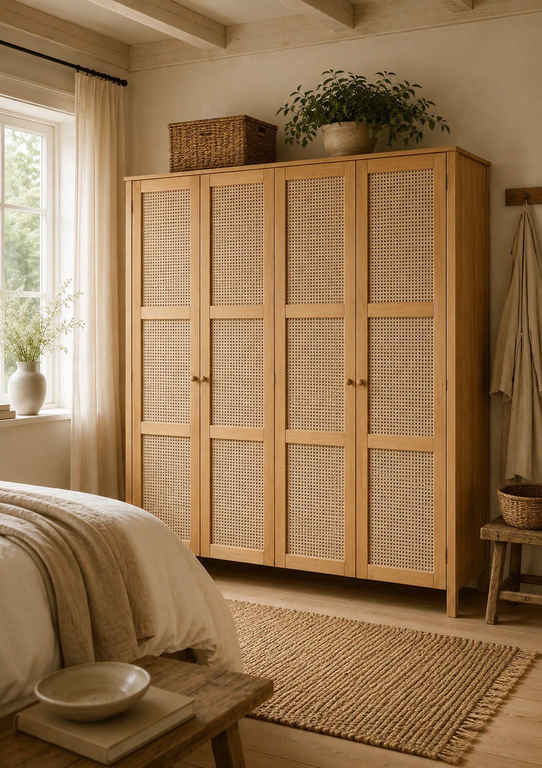 OTTO home Kleiderschrank Hällevik Eiche - aus FSC® Massivholz, Wiener Geflecht Massive FSC®-zertifizierte Eiche geölt, Fronten mit Wiener Geflecht