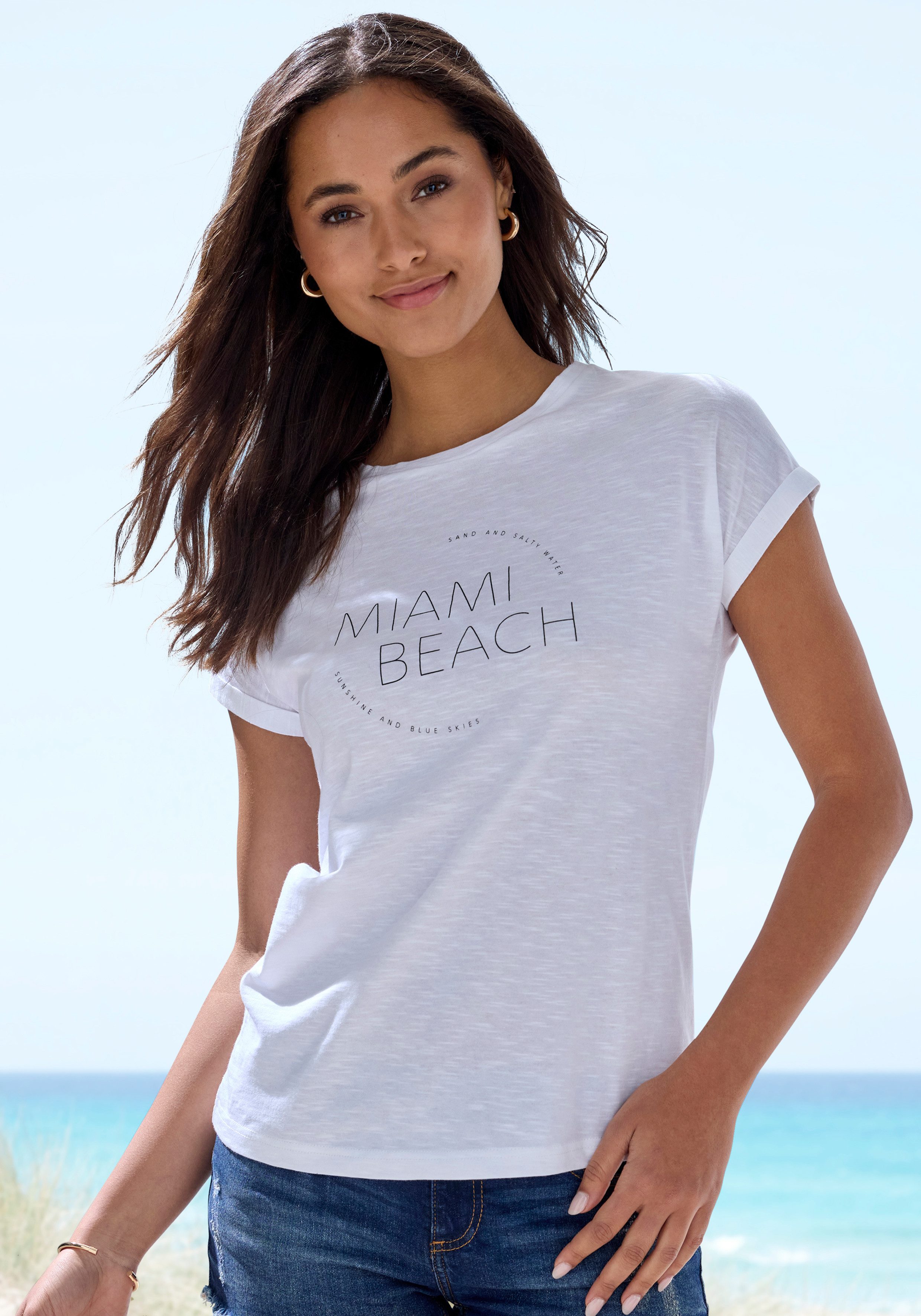 Vivance T-Shirt mit modischem Frontprint (2er-Pack) aus weicher Baumwoll-Qu günstig online kaufen