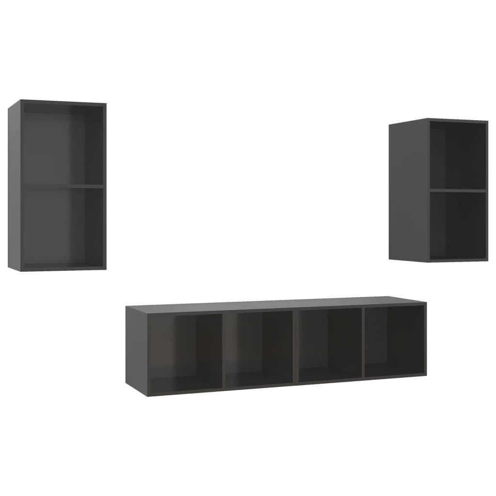 vidaXL TV-Schrank TV-Wandschränke 4 Stk Hochglanz-Grau Spanplatte günstig online kaufen