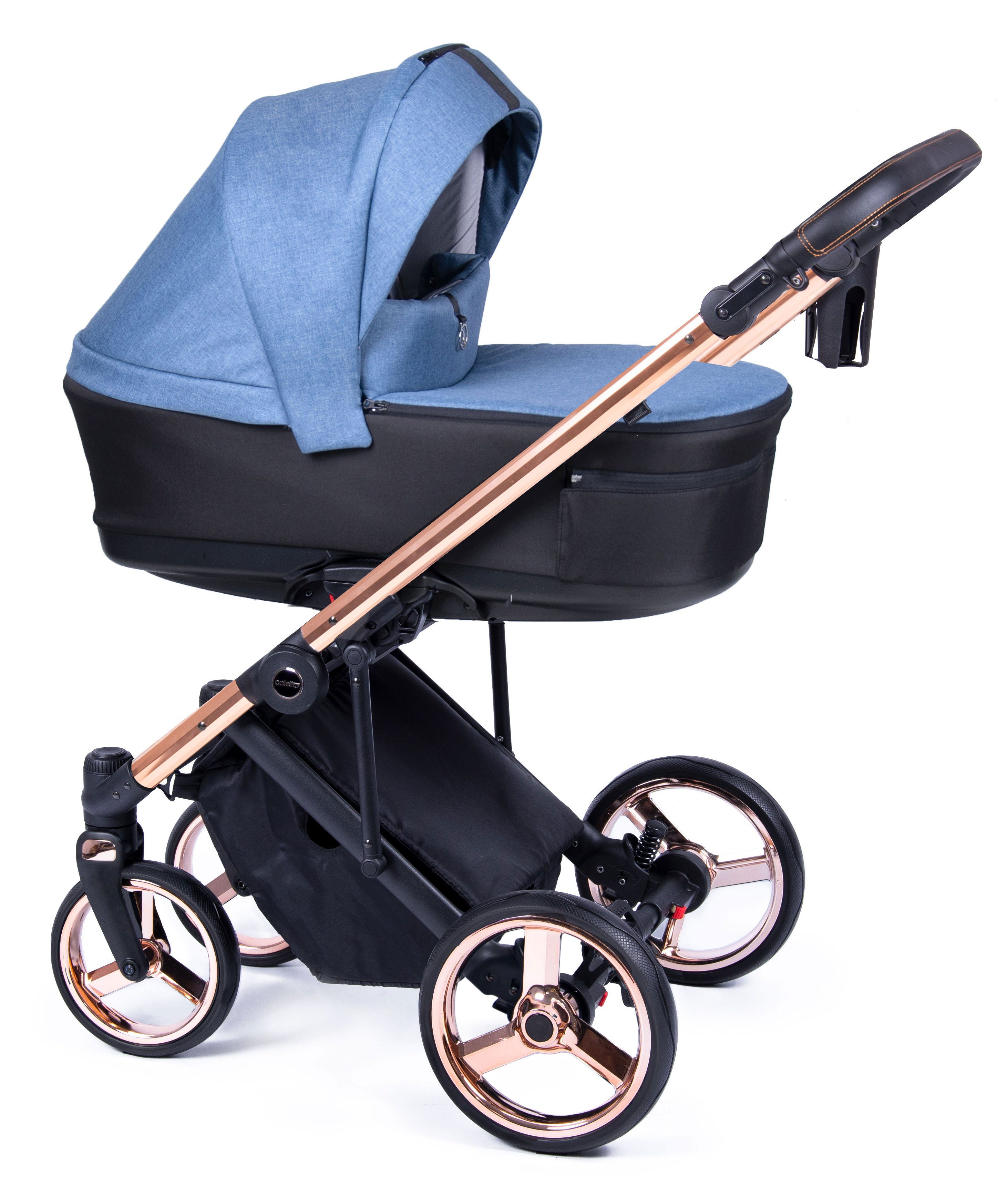 babies-on-wheels Kombi-Kinderwagen = Fado in gold in 3 1 Gestell - Blau Teile 24 Kinderwagen-Set 15 - Designs