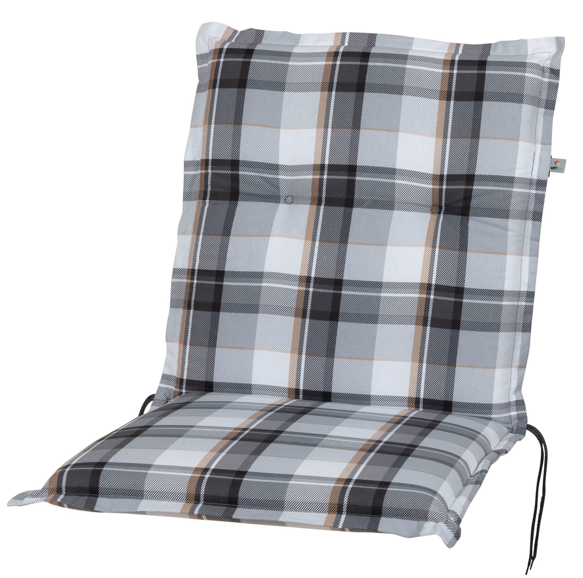 Sesselauflage Niederlehner Milano 2401 grau-braun-weiß kariert 103x50x6 cm KETTtex