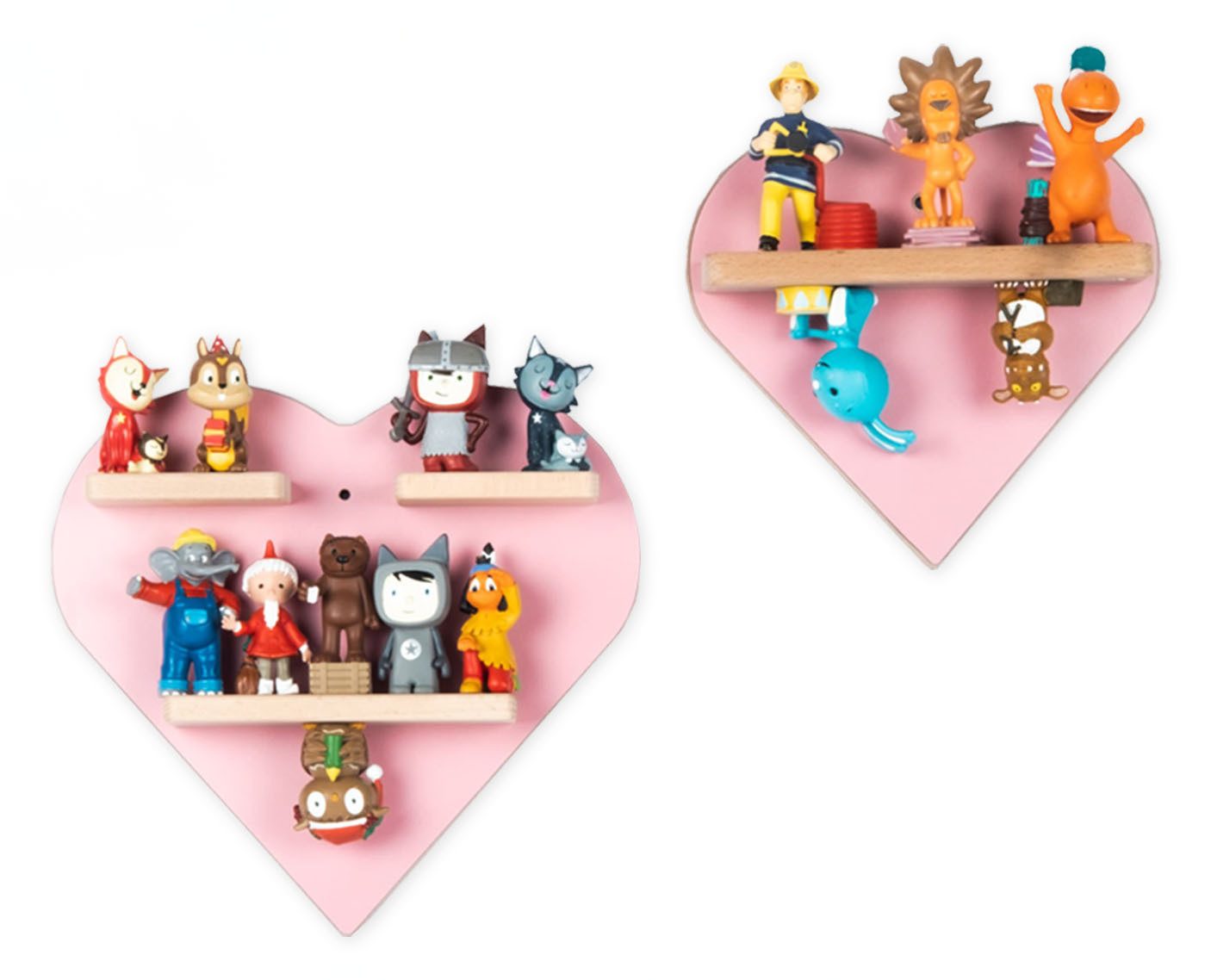 Boarti Wandregal Regal 2er Set B. 44 x T. 5 x H. 27 cm, Kinderregal, hängend für Tonie Figuren, Wandboard, mit 4 Fächern