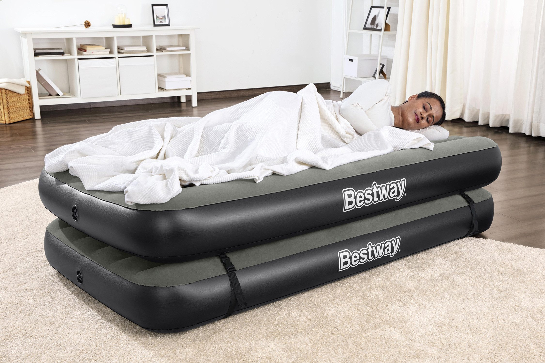 Bestway Luftbett TriTech® Connect and Rest™ 188 x 99 x 25 cm, (Packung, 1-tlg., Für 1 oder 2 Personen), Ideal für den Innen- und Außengebrauch