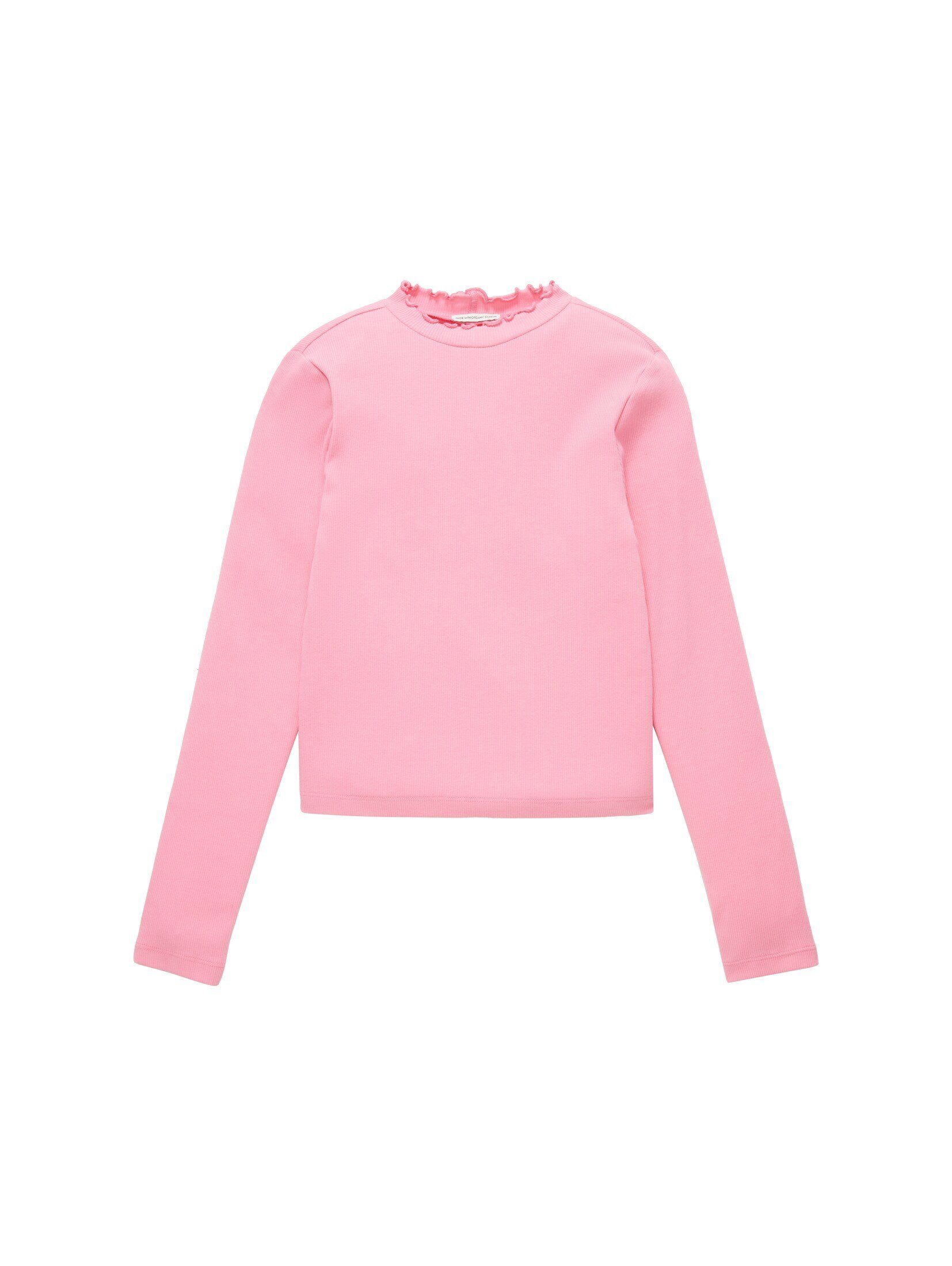 Cropped Langarmshirt T-Shirt pink TOM sunrise Bio-Baumwolle TAILOR mit