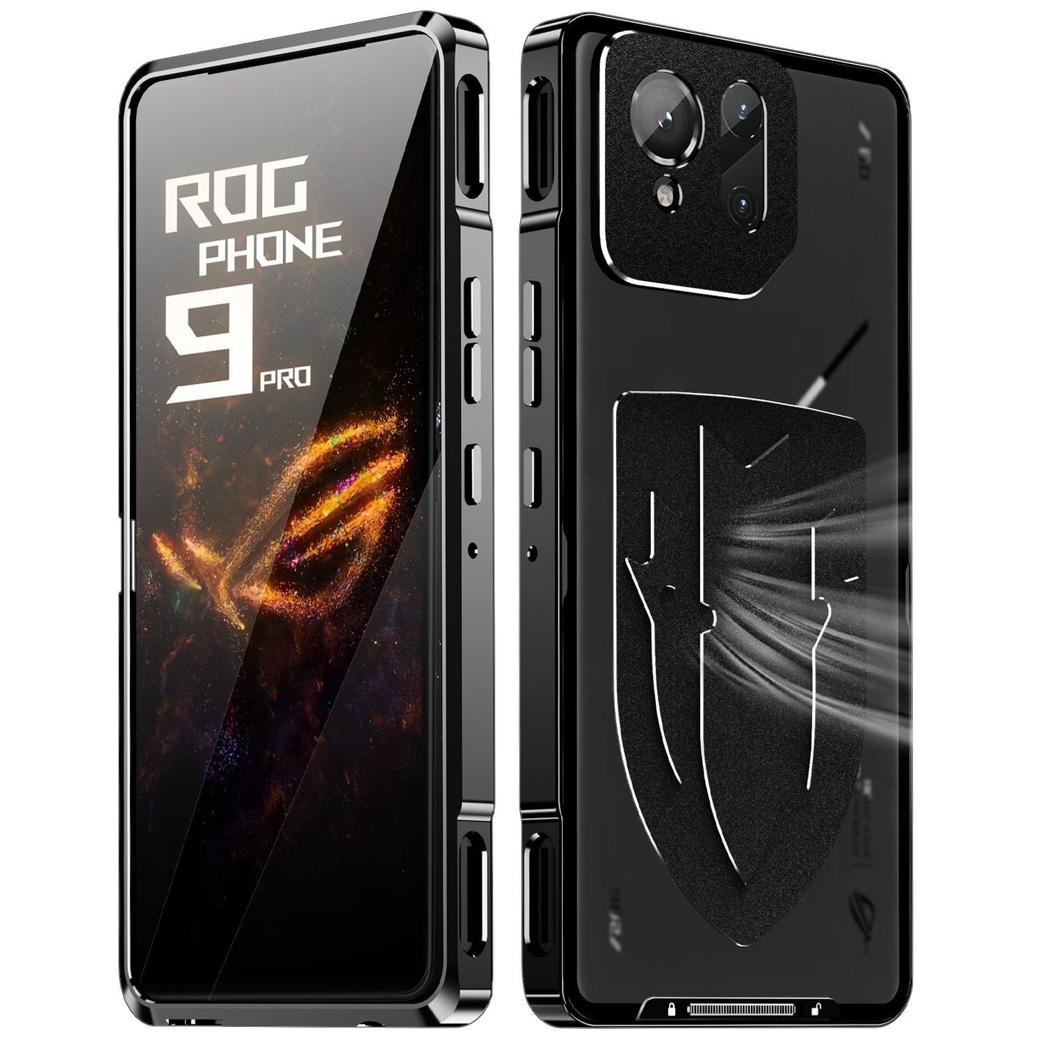 Wigento Handyhülle Für Asus ROG Phone 9 / 9 Pro Hitzeableitende Metall Handyhülle Schwarz, Kühlfunktion, robust, signalfreundlich
