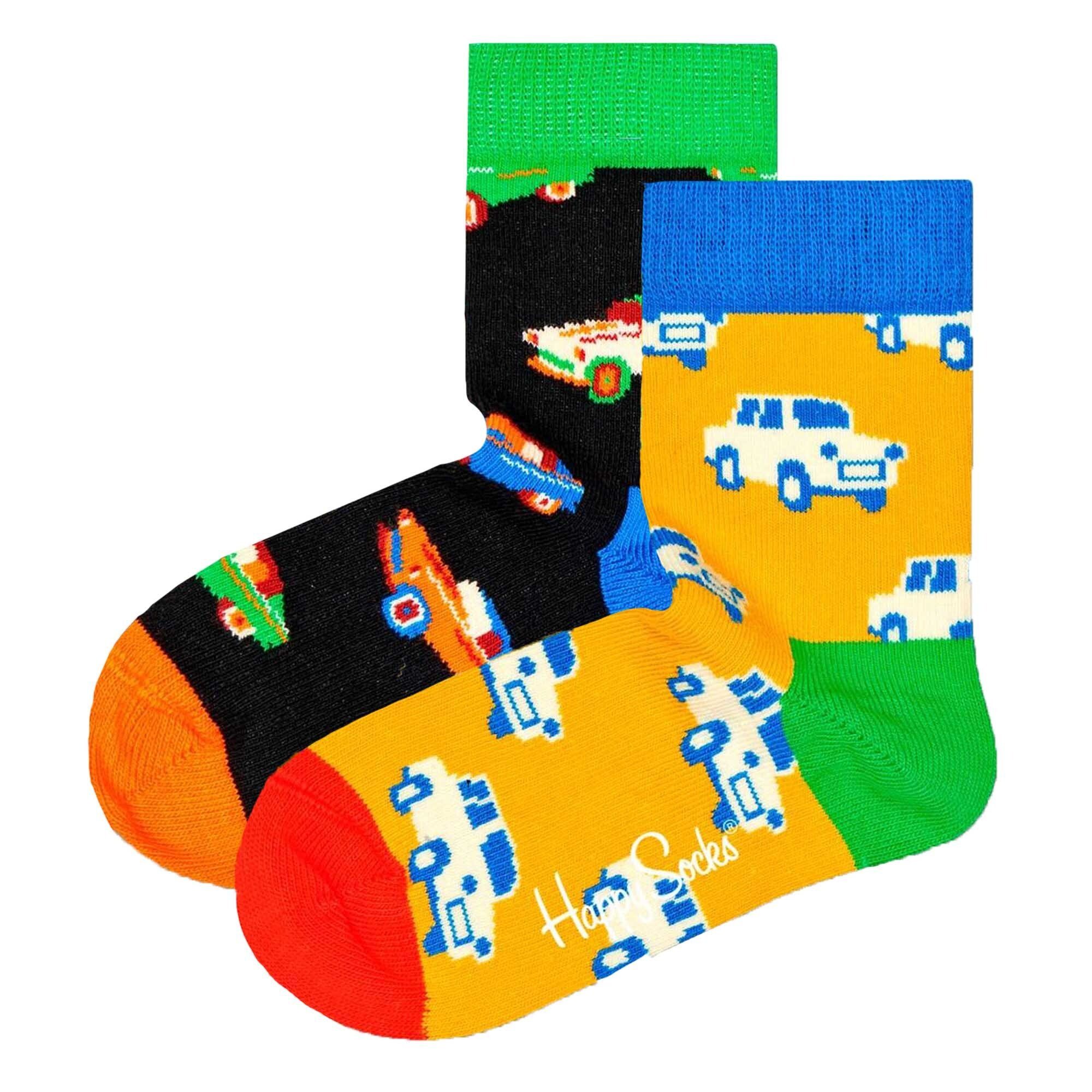 2er Freizeitsocken Happy Kinder Crew unisex, Socken - Pack Socks Car Socks