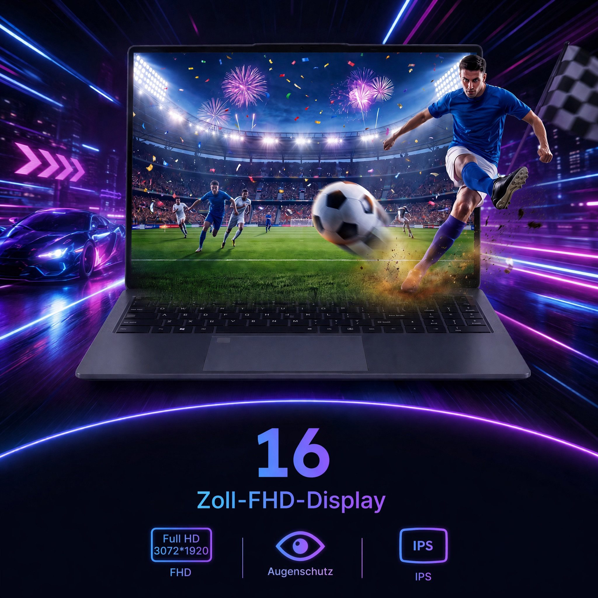MENGHU Intel Core i7 Laptop 16 Zoll 3K-Display 16GB RAM 512GB SSD Notebook (Intel Core i7, 16 GB, 512 GB SSD, 4-core CPU)