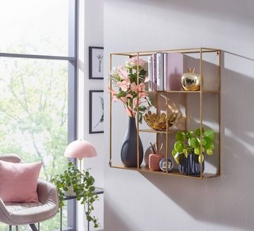 KADIMA DESIGN Wandregal Golden Iron Shelf with 3 Shelves, Handcrafted Floating Wall Shelf