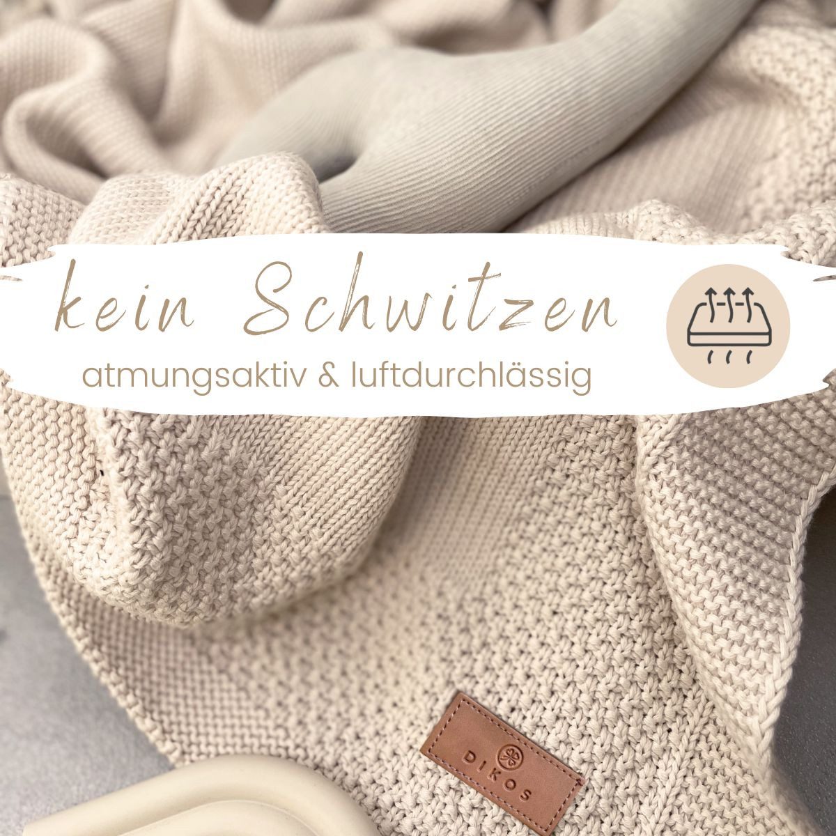 Babydecke DIKOS® Kuscheldecke Bordüre *100%* Bio Baumwolle, Geschenk zur Geburt, DIKOS, Strickdecke 75×100, Baby Erstausstattung Neugeborene, Babygeschenk – Bild 5 von 5
