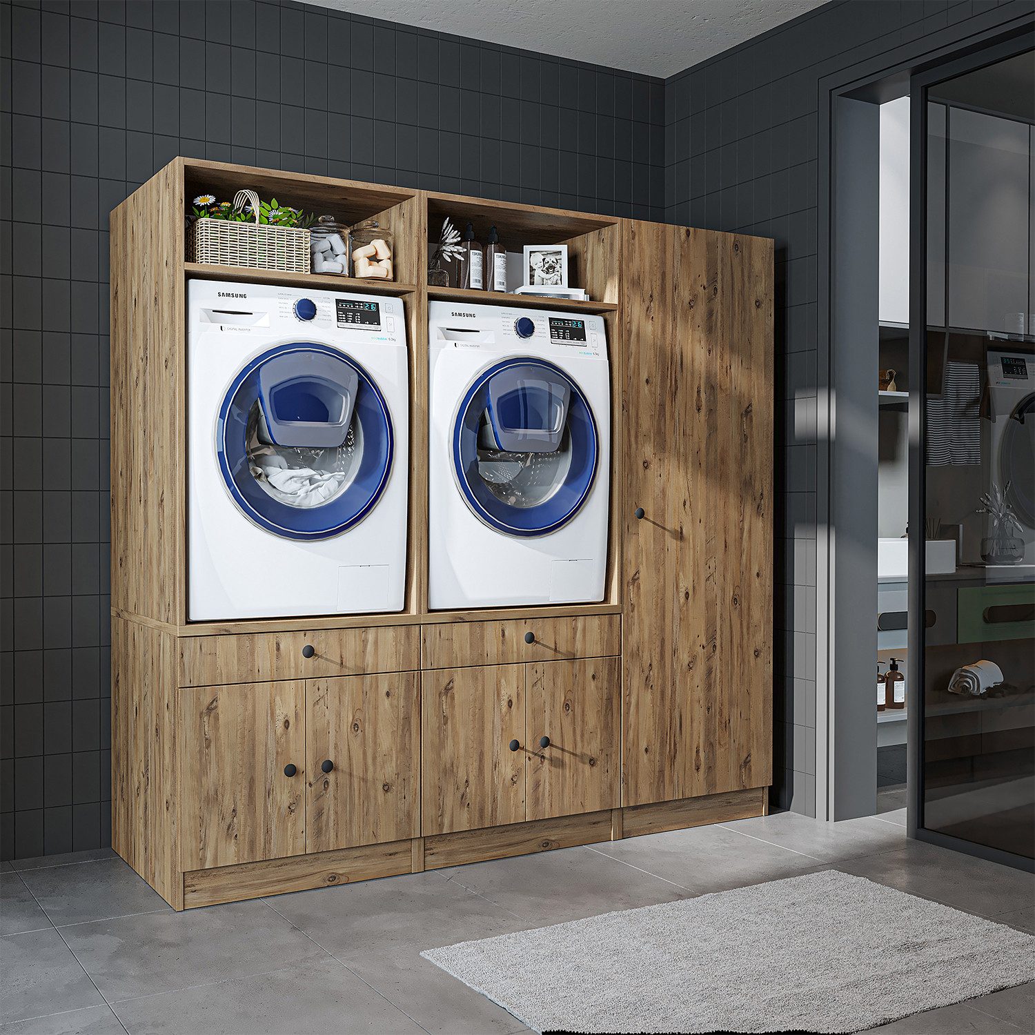 Roomart Waschmaschinenumbauschrank (Waschmaschinenschrank Trocknerschrank m günstig online kaufen