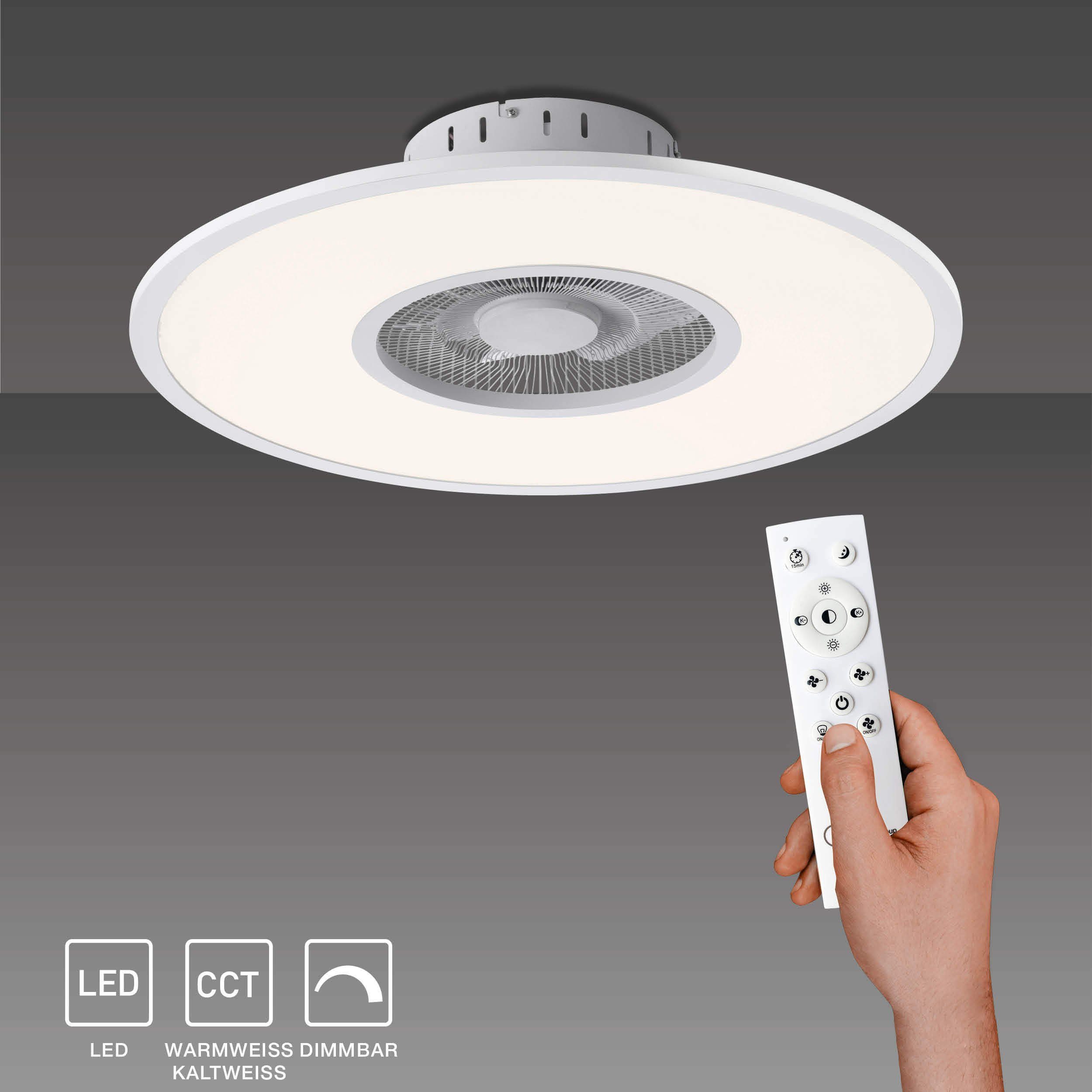 SellTec LED Deckenleuchte LED Deckenleuchte Ventilator, Fernbedienung, CCT Lichttemperaturwechsel, 1 x LED-Board/ 35Watt, warmweiß - kaltweiß, inkl Deckenventilator 10 Stufen, Fernbedienung CCT