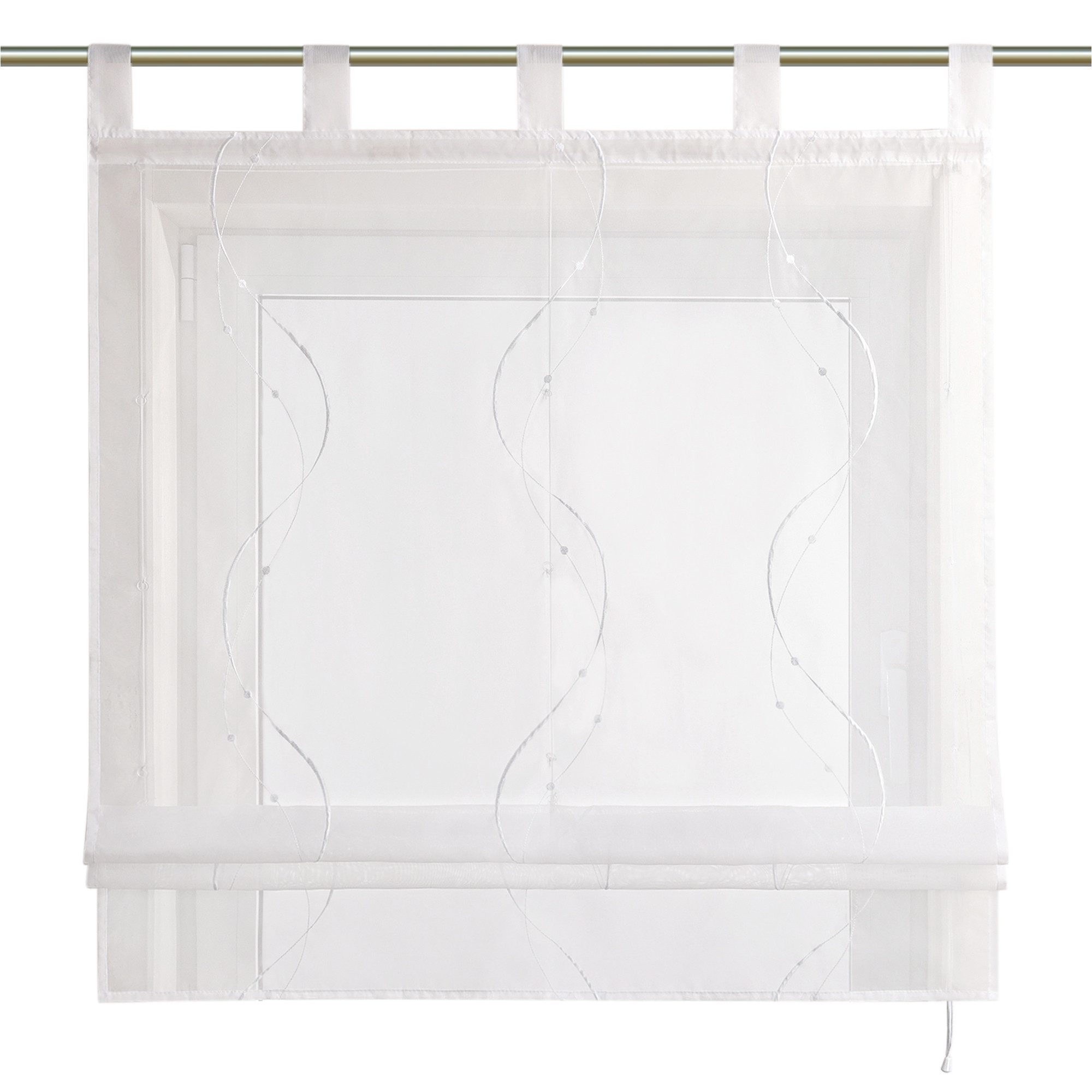 Joyswahl Raffrollo, mit Schlaufen, Ösenrollo Modern Bestickt für Küche Wohn günstig online kaufen