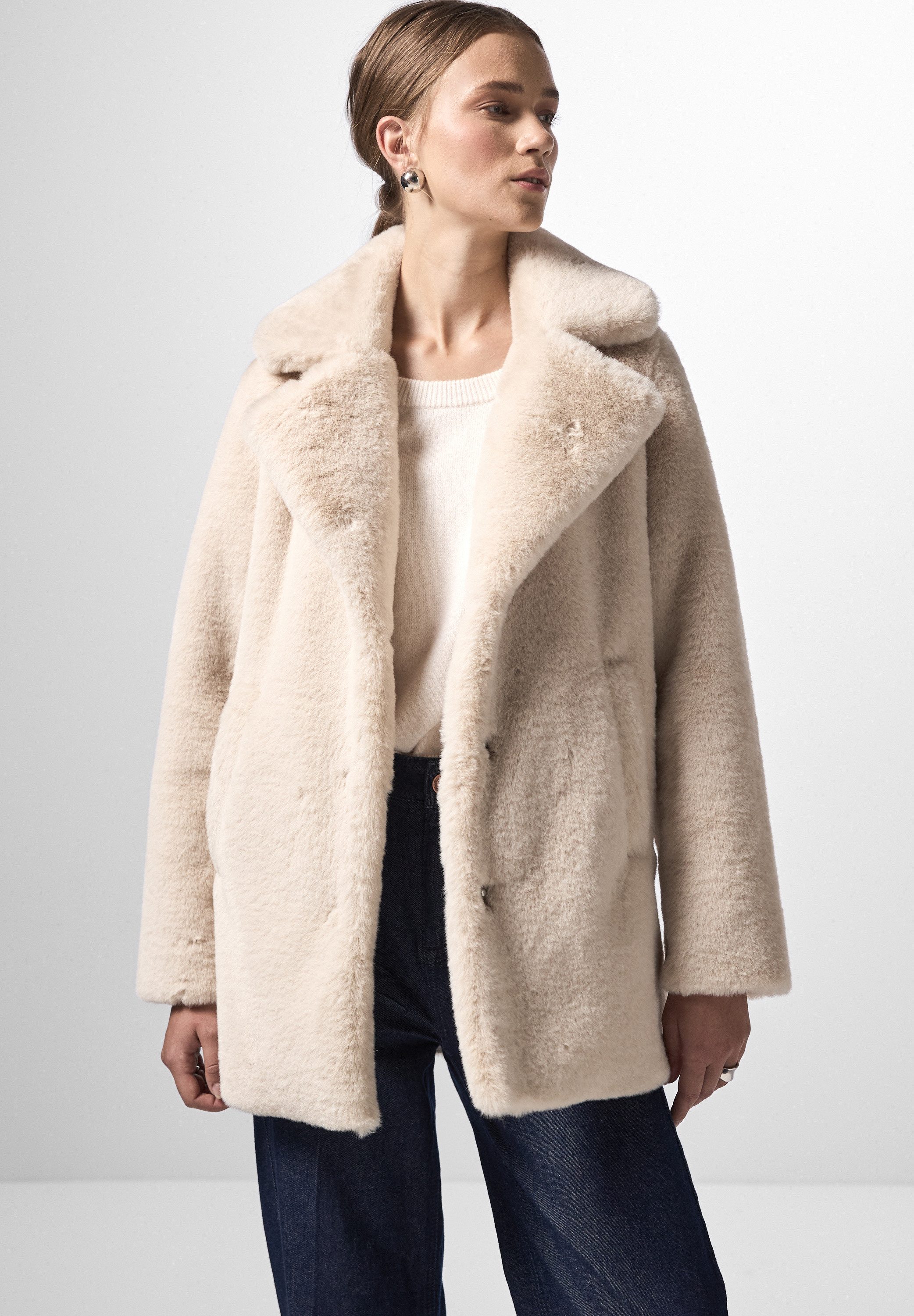 STREET ONE STUDIO Fellimitatjacke mit Reverskragen günstig online kaufen