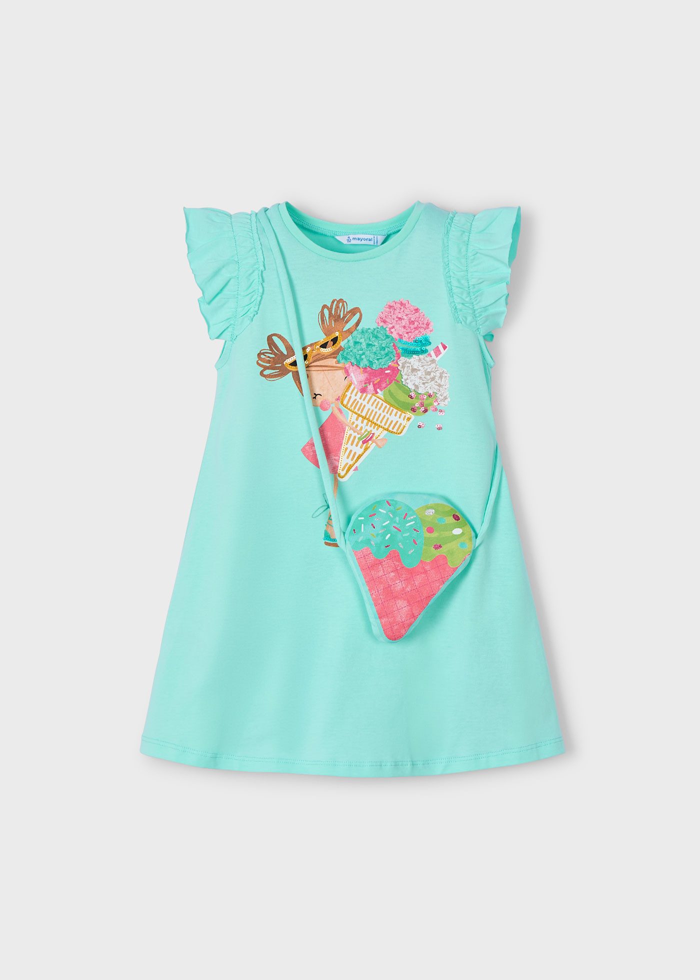 A-Linien-Kleid Mädchen-Kleid mit Tasche – Türkis (394910)