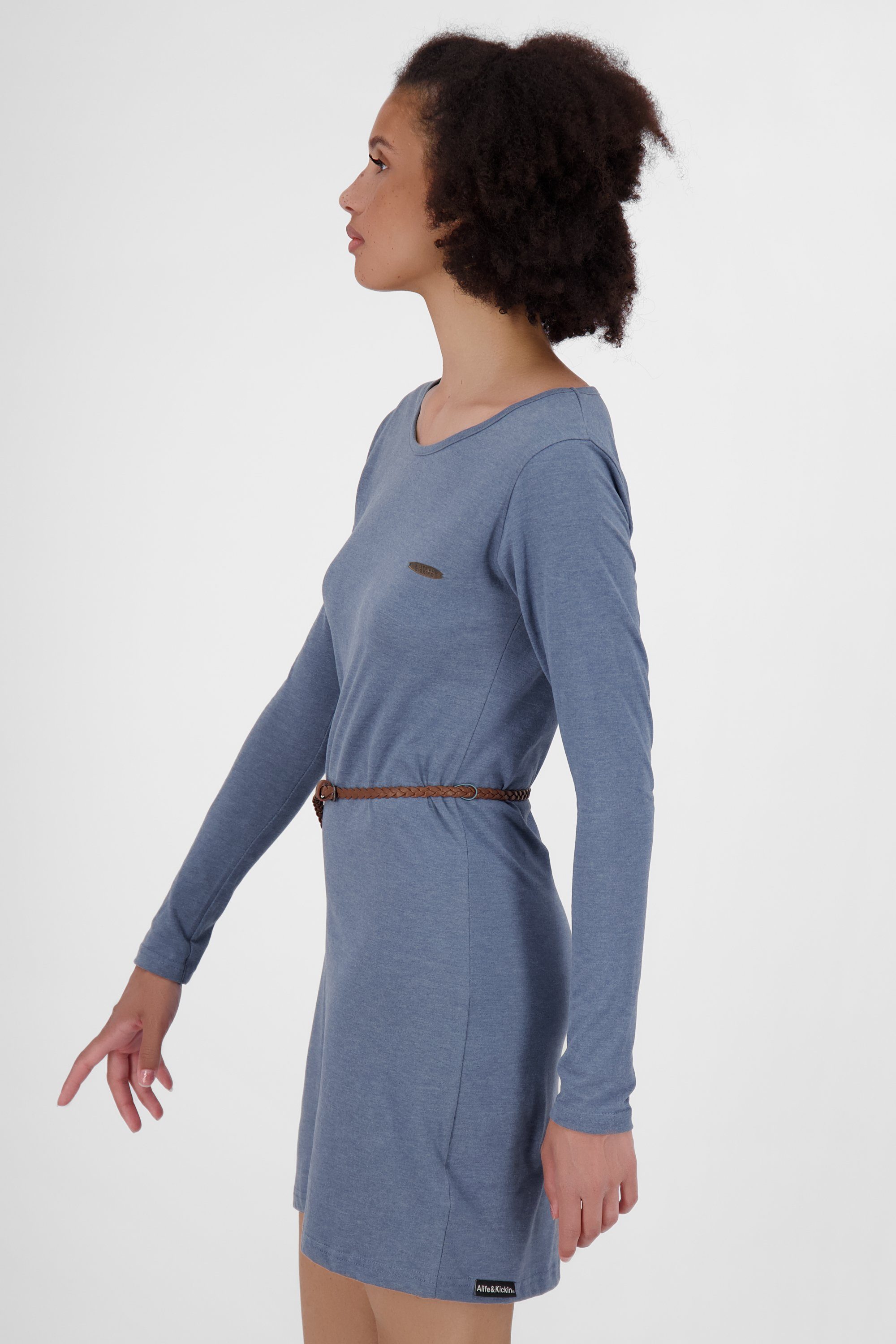 Longsleeve Dress Damen Sommerkleid, EllinAK melange Kleid & Kickin nightblue A Blusenkleid Alife