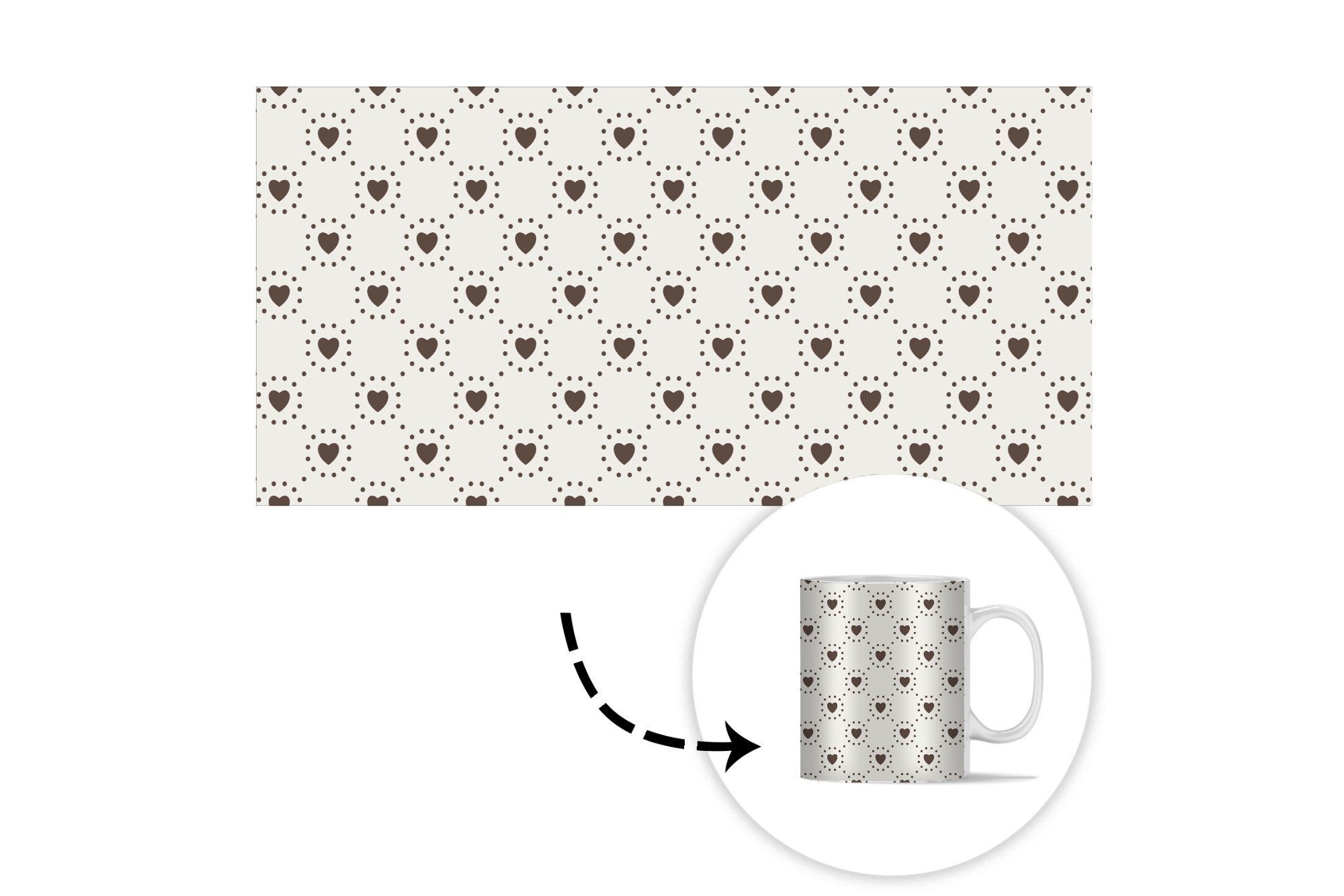 MuchoWow Tasse Geometrie - Becher, - Teetasse, Muster, Kaffeetassen, Herz Geschenk Keramik, - Linie Teetasse