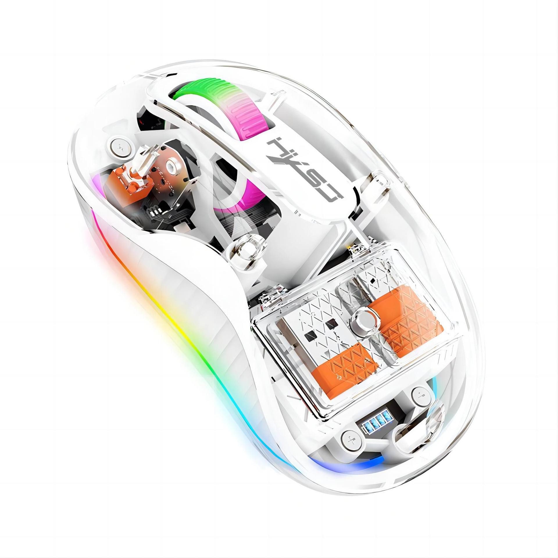 Refttenw Kabellose Maus Bluetooth, 2,4GHz+Bluetooth 5.1, Transparente Maus (2400 dpi, Leise Ultra Slim, Wiederaufladbare, für Laptop/PC/Mac/Tablet)