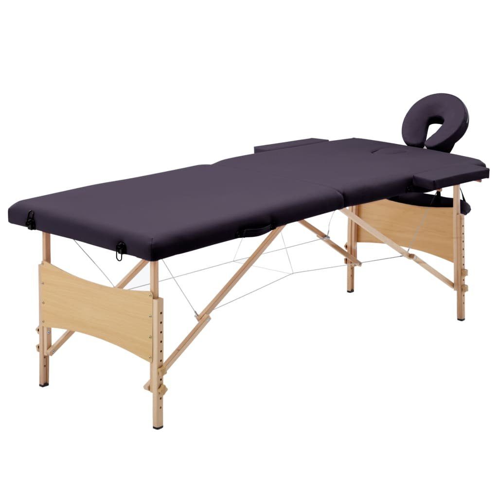 2-Zonen Massageliege Holzgestell mit Lila Klappbar vidaXL Massageliege